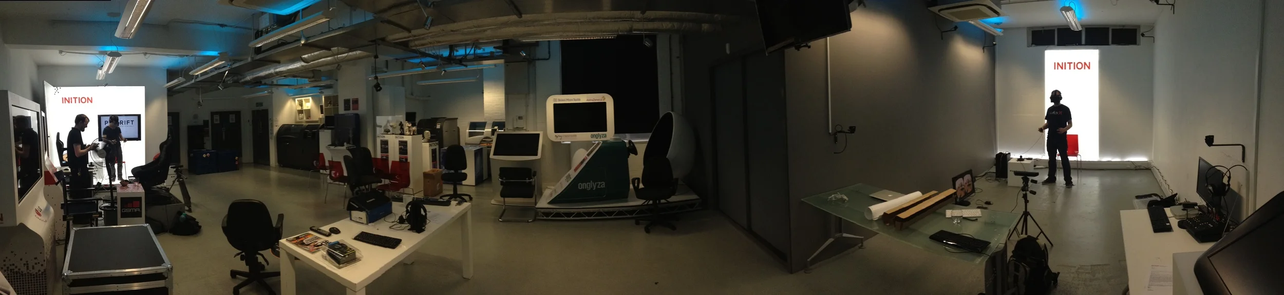 The calm before the storm, the guys at Inition helping to test during setup.