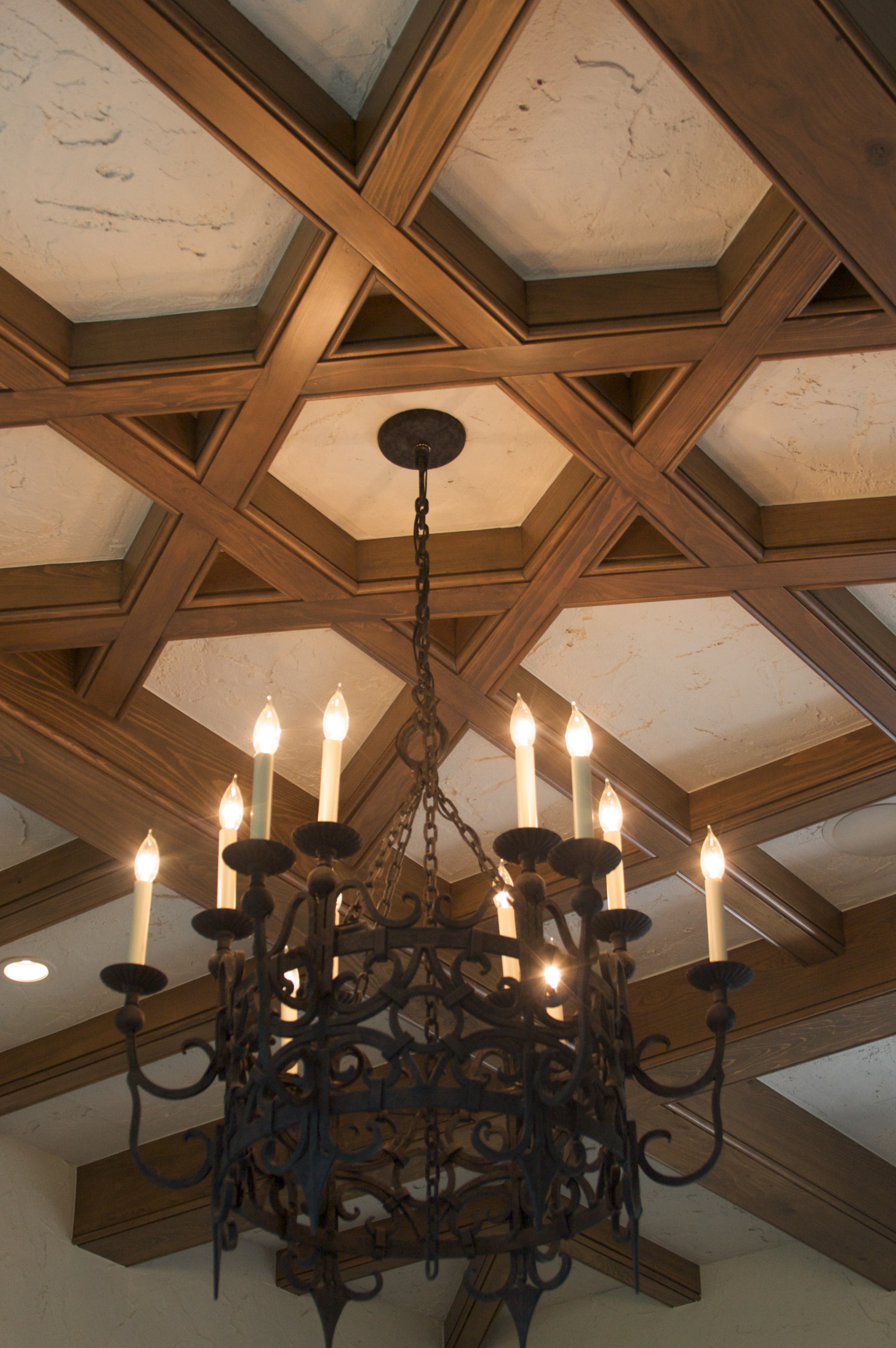 The Map Room. Simple cypress beams.