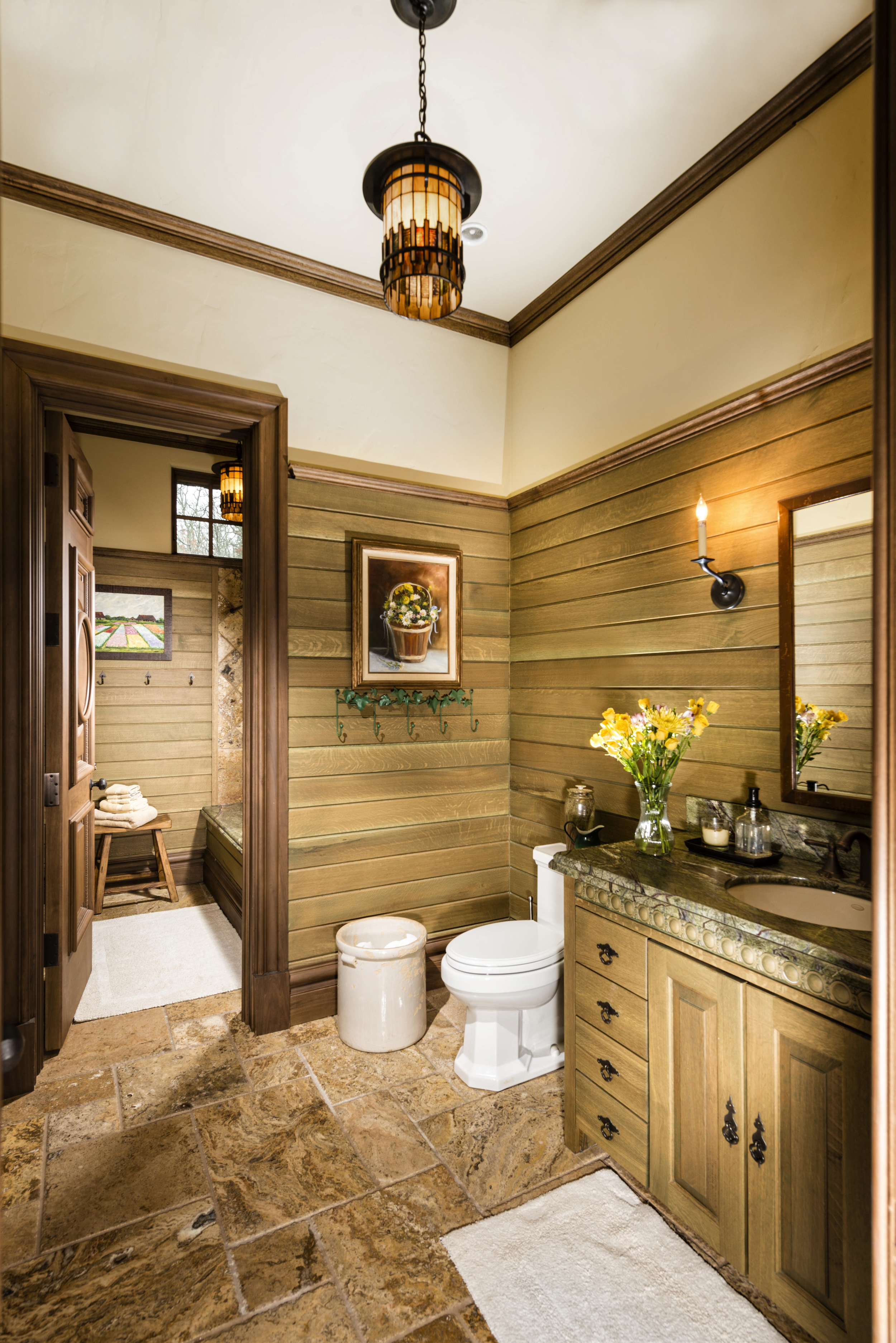 Guest bath, with private tub area.