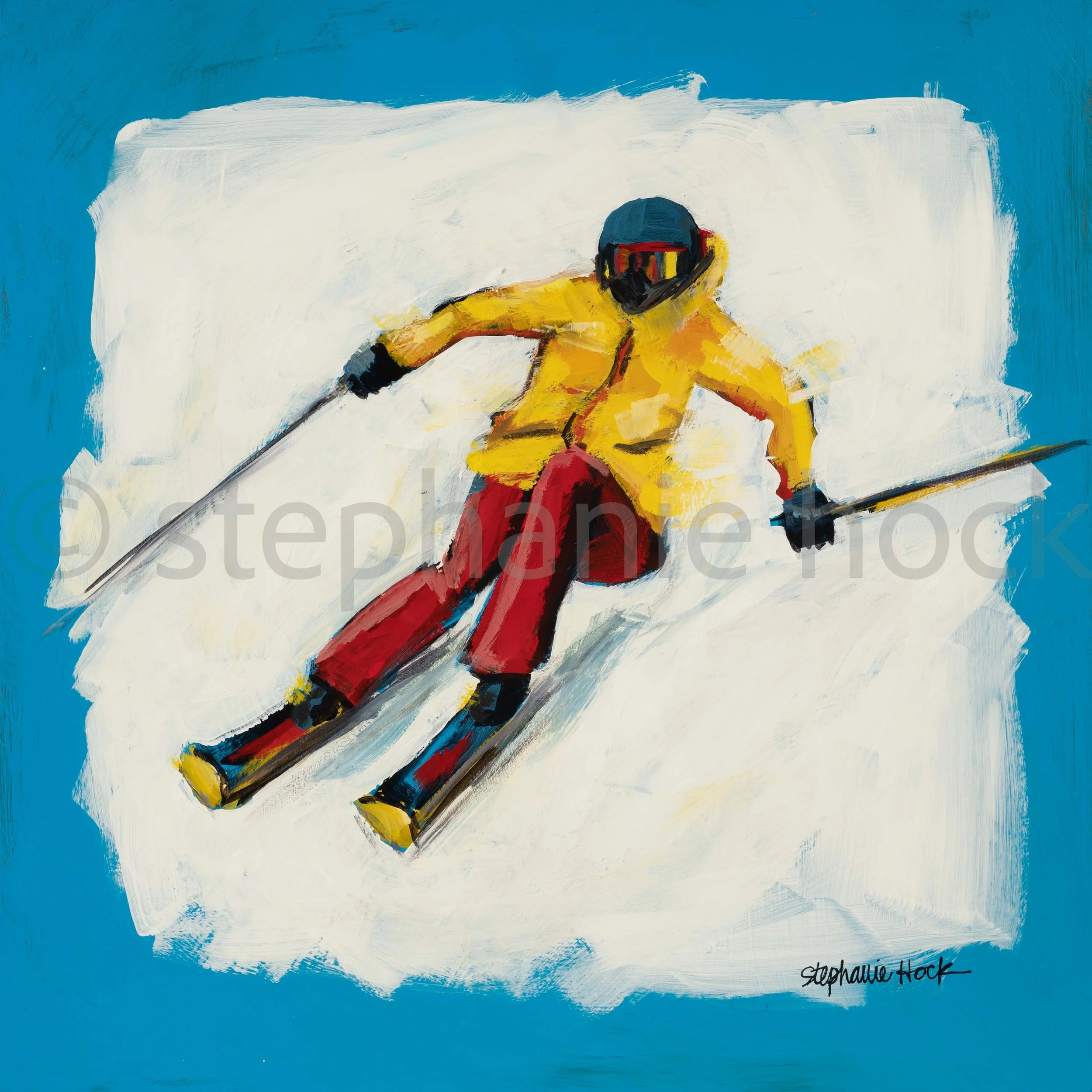 "Blue Skier" 
16x16 inches
$1,125