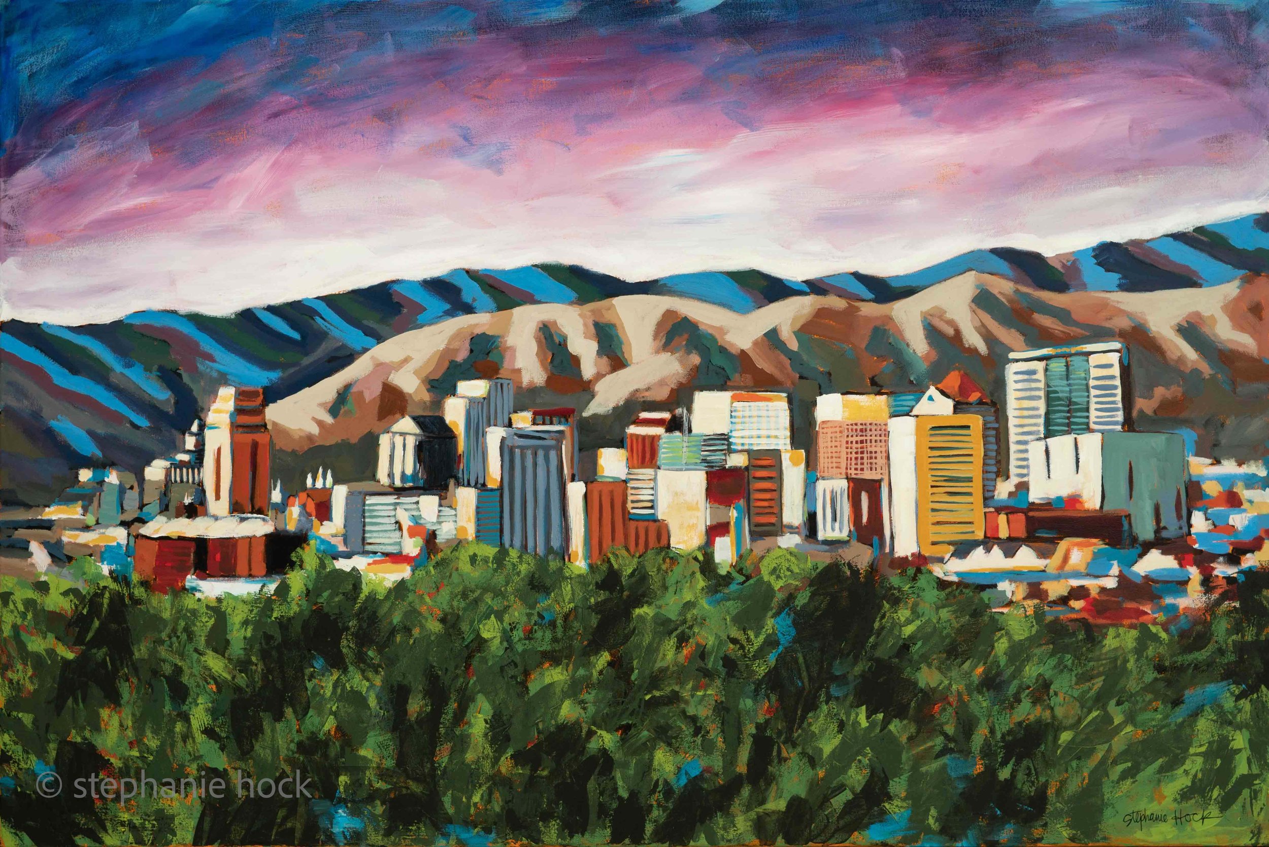 Salt Lake at Sunset, 48x72