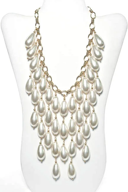 Teardrop Pearl Bib Necklace — Boyer 