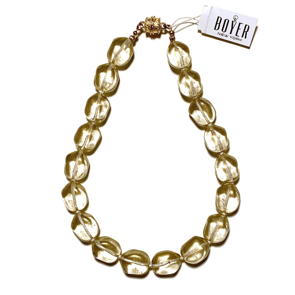 Glittery gold glass necklace with magnetic clasp — Boyer New York