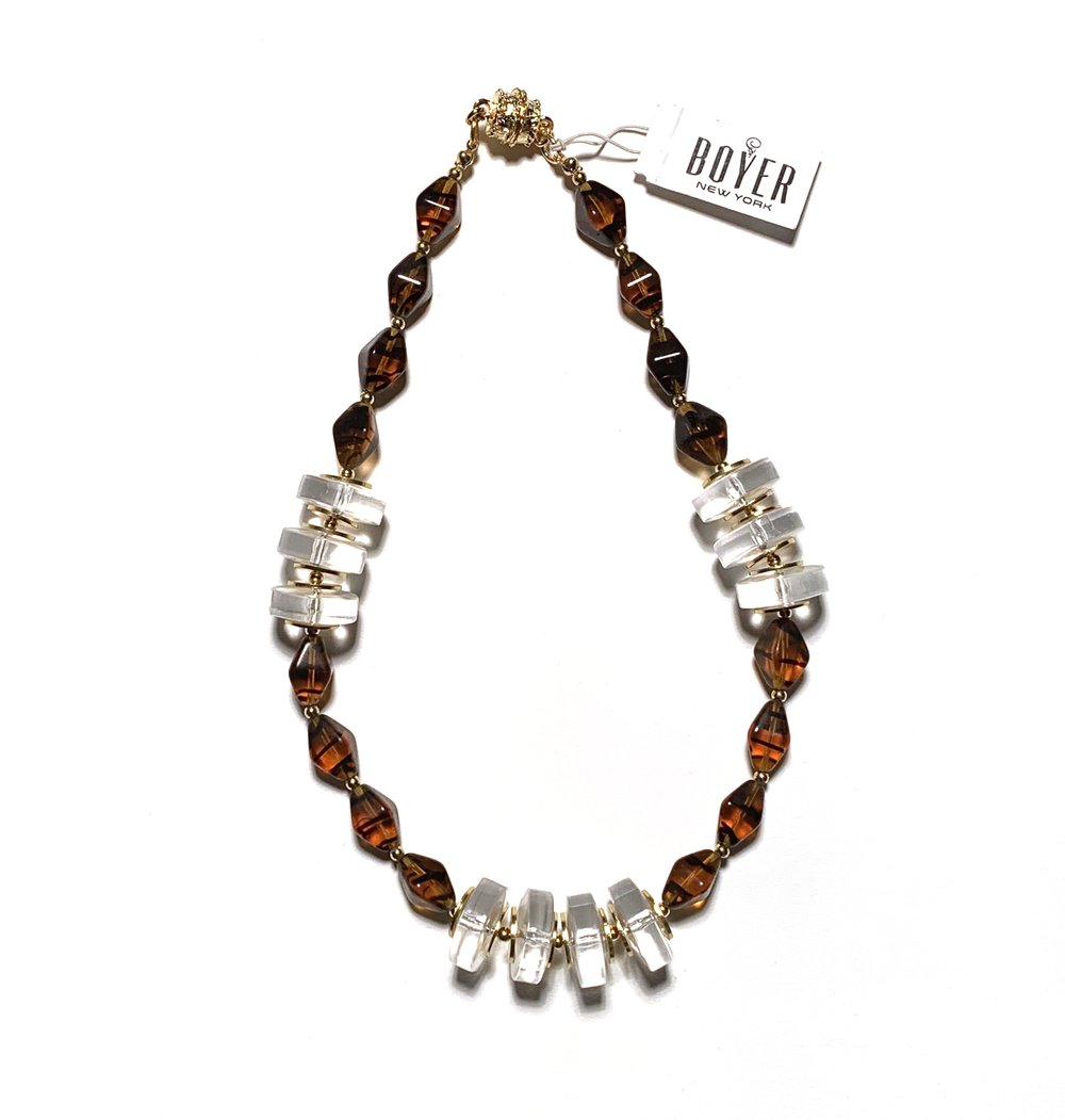 Tortoise and Lucite Necklace with Magnetic Clasp by Boyer New York