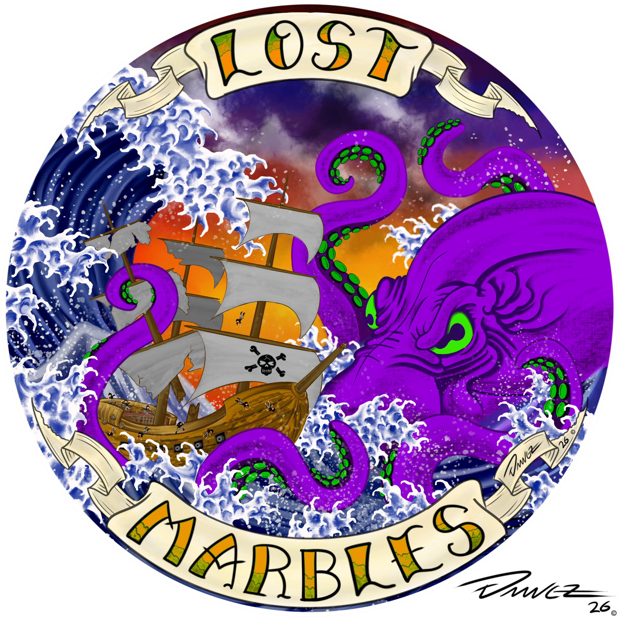 Kraken Attack - Lost Marbles (promo art) - 2026 - Main variant (Procreate digital painting)