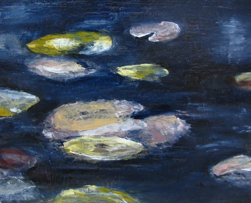 Autumn Pond, oil on panel 8x10