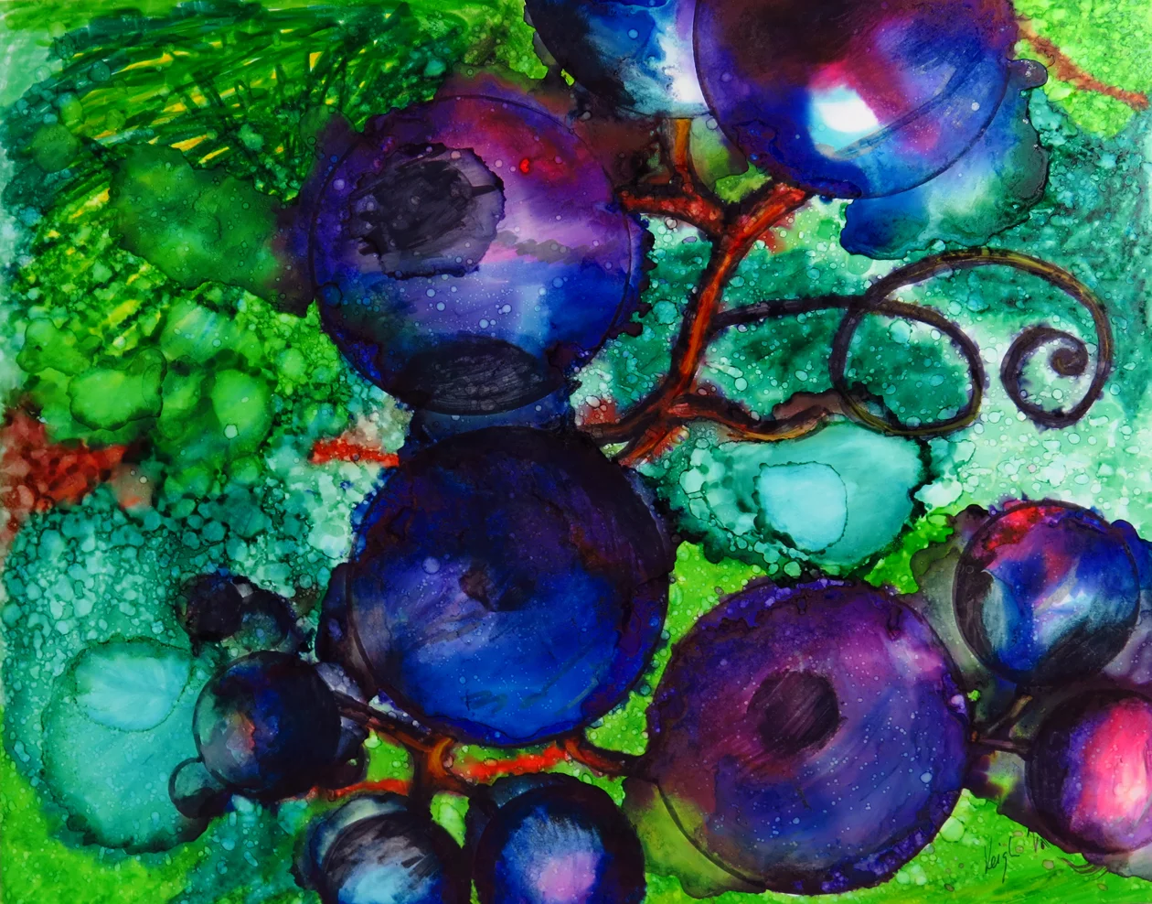 "Fruitful Connections", ink on yupo