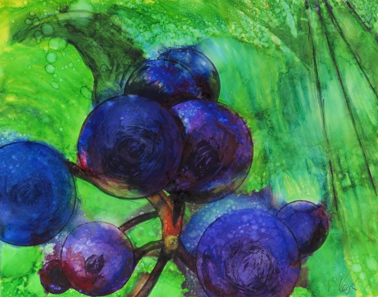 "Grape Galaxy", ink on yupo