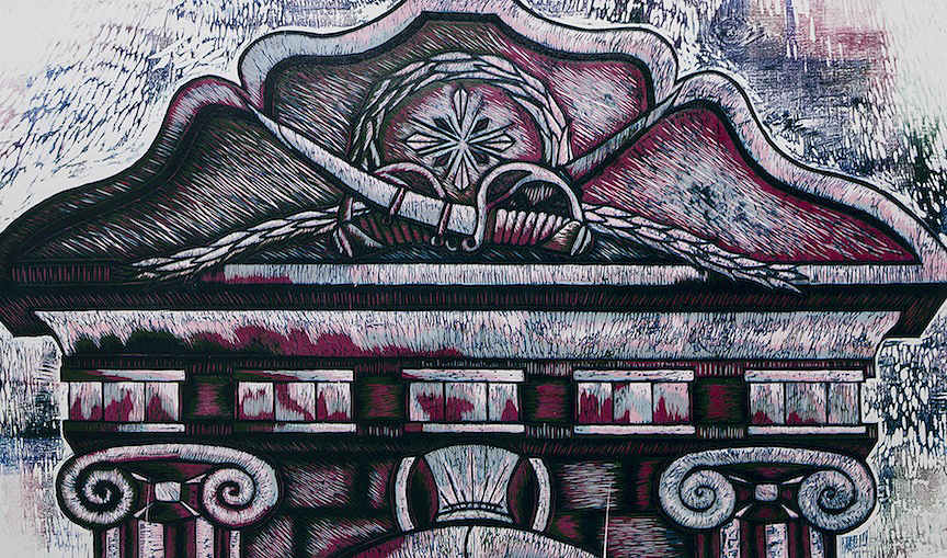  Mausoleum 2. Reductive Woodcut. 25x40. Edition of 10. Price upon request 