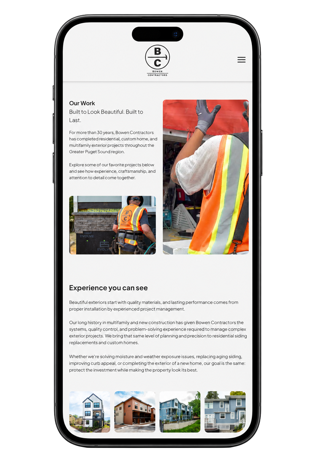 Bowen Contractors Mobile Website