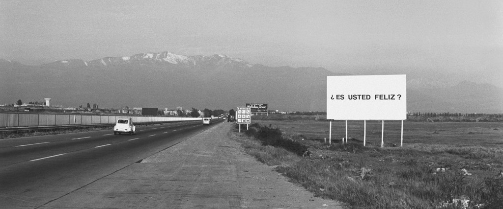 Alfredo Jaar. Studies on Happiness , 1981; public intervention, Santiago, Chile. Courtesy of the Artist.
