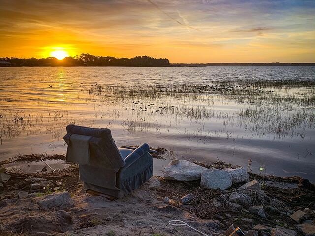 Chair challenge? Anyone? Haha. #outdoors #insideout #naturesheek #lazyboyfurniture #bestseatinthehouse  #checkthecushions #armchairfisherman #sunset #sunrise #shoreline