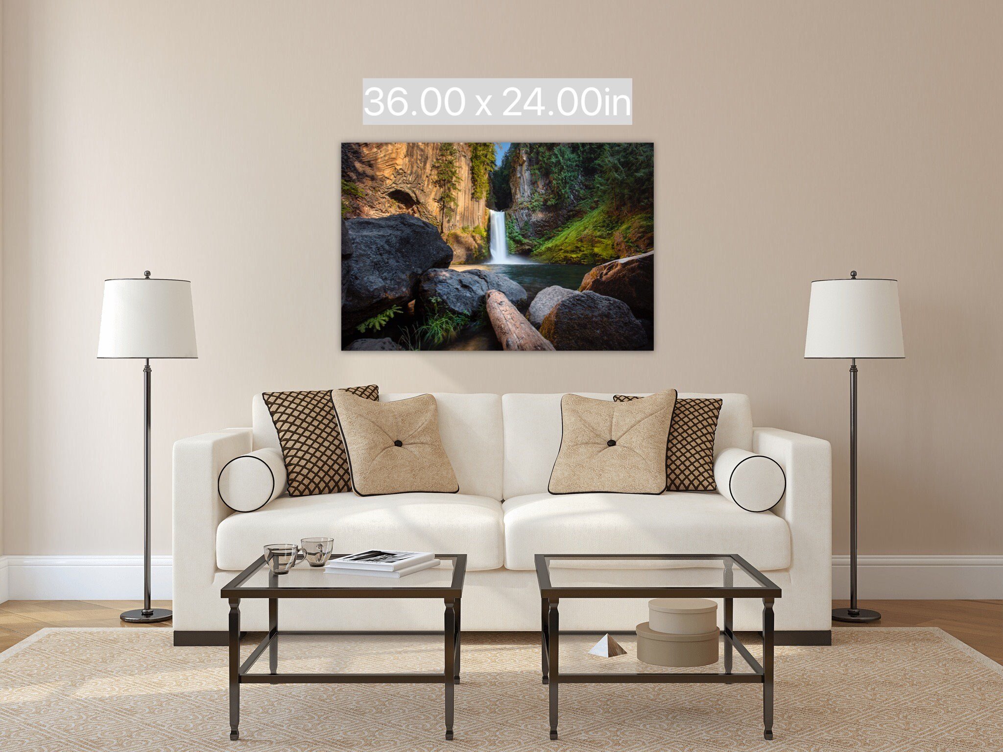 Wall Art Gallery Prints Nature Decor Artwork for Living Room Bedroom Office kitchen Home Lustre Photos Metallic Print or Canvas Pictures Decorations Toketee Falls Oregon Waterfall Landscape Photo 