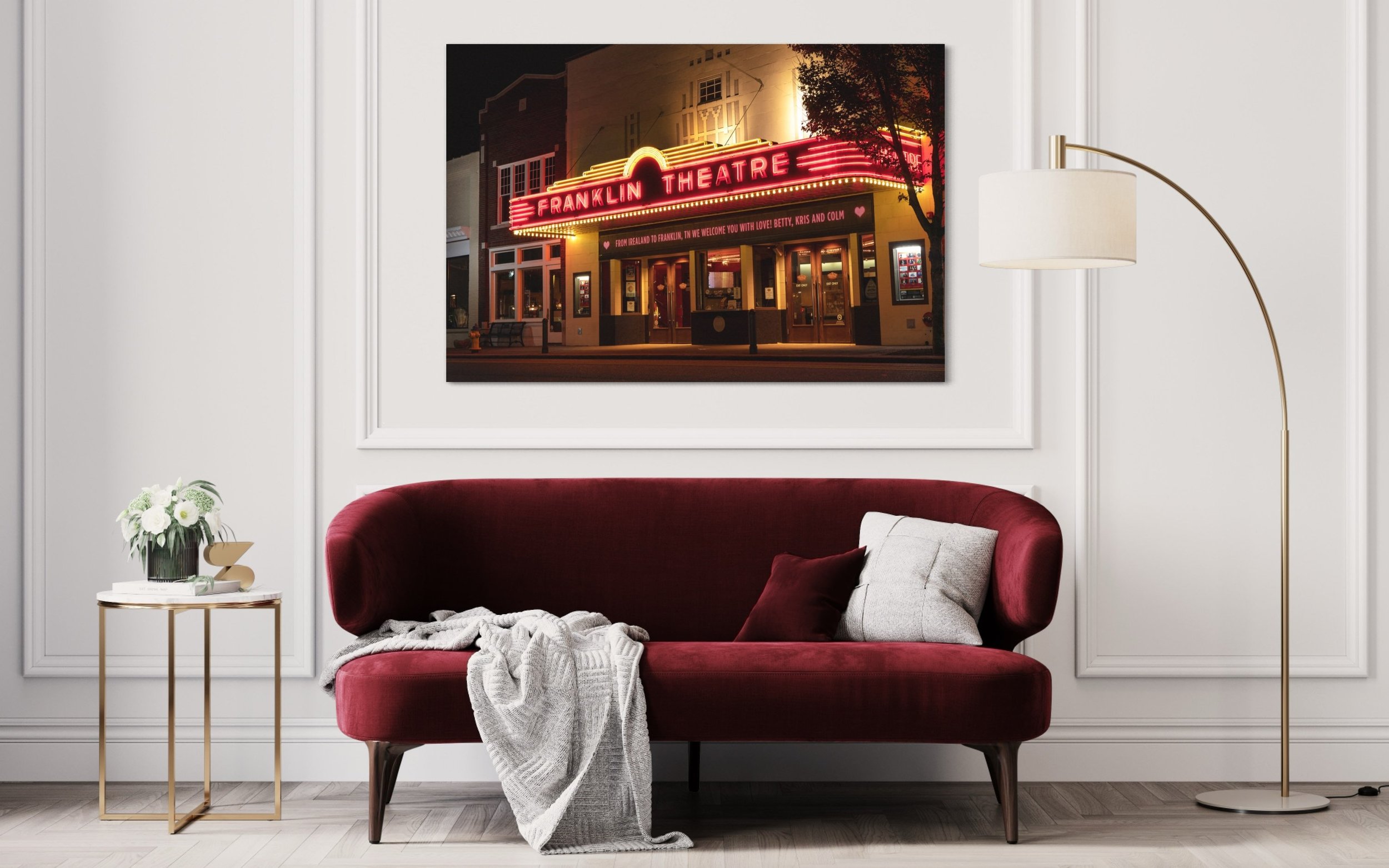Franklin Theatre | Tennessee Wall Art Neon Sign Classic Movie Canvas Prints Metal Photography Home Office Decor