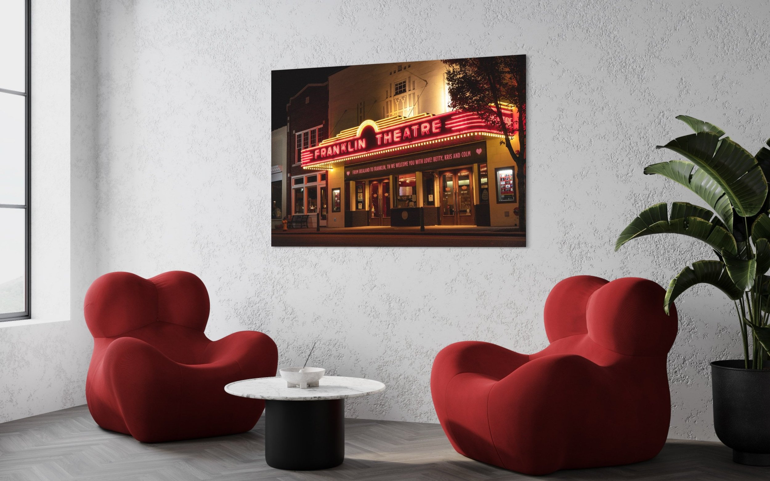 Franklin Theatre | Tennessee Wall Art Neon Sign Classic Movie Canvas Prints Metal Photography Home Office Decor
