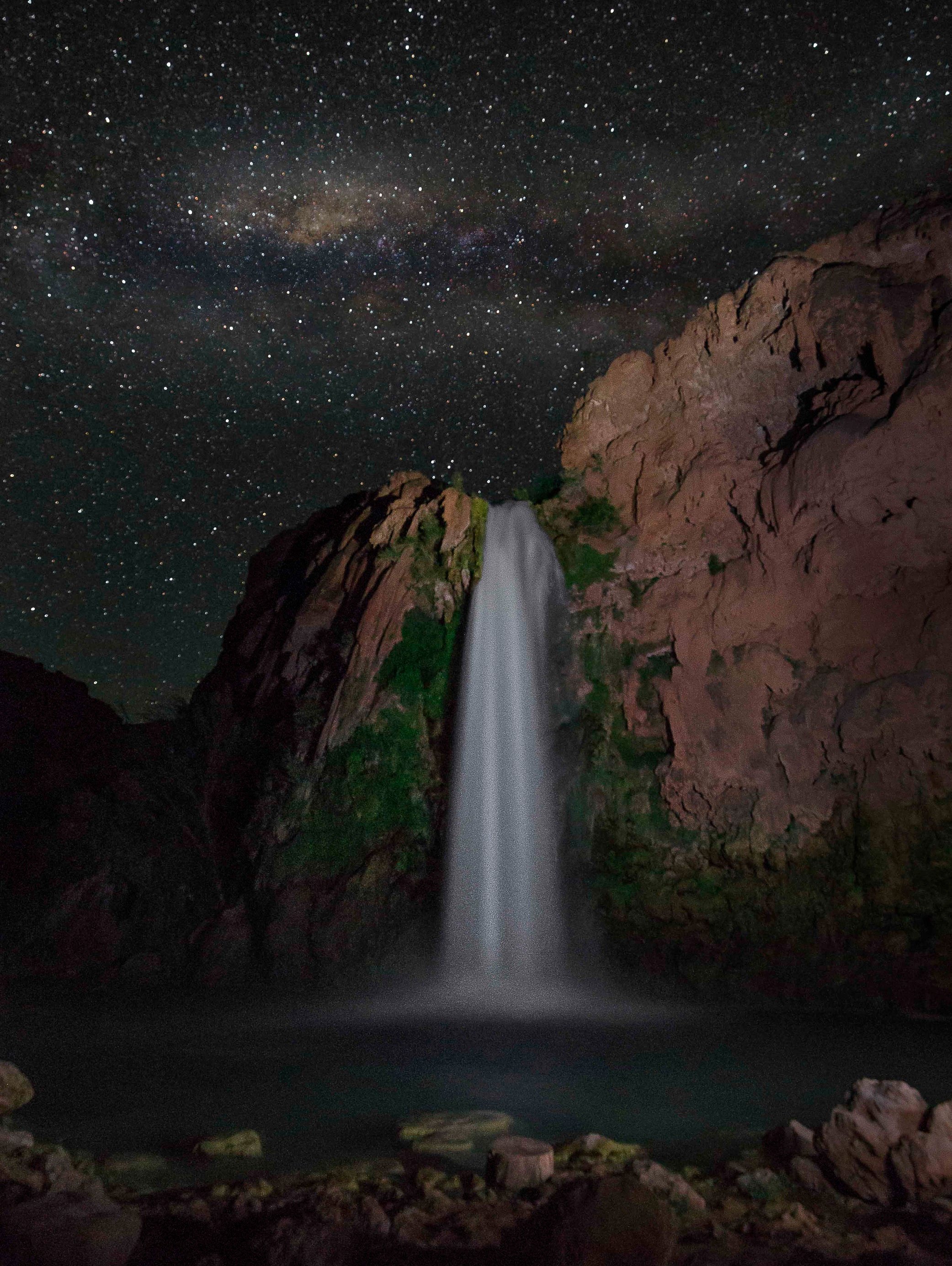 Milky Way Havasu Falls | Supai Arizona Landscape Photo Canvas Metal Print Waterfalls Home Office Decor Wall Art