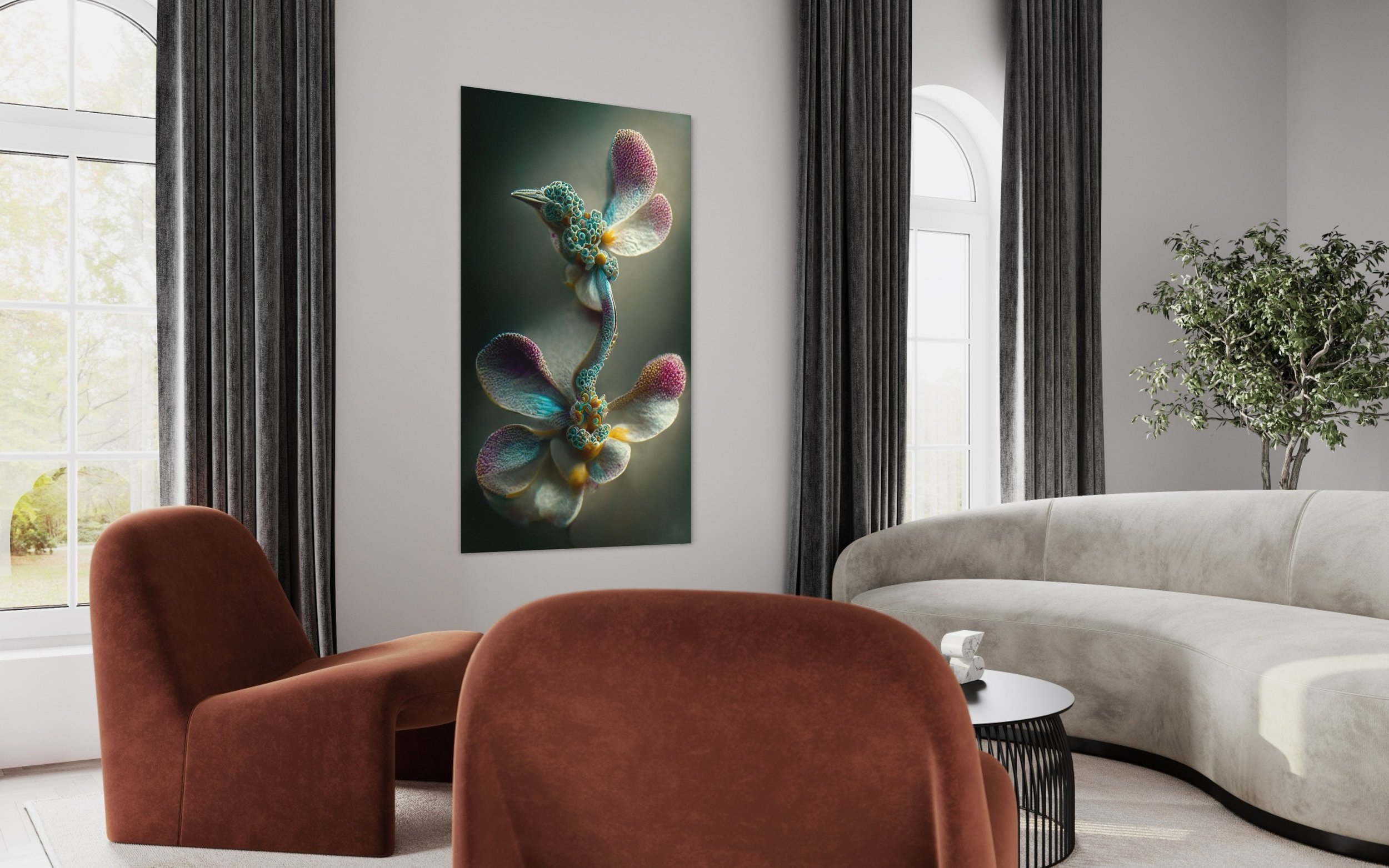 Hummingbird | Frangipani Flower Coral Reef Digital Painting Art Canvas Prints Metal Abstract Wall