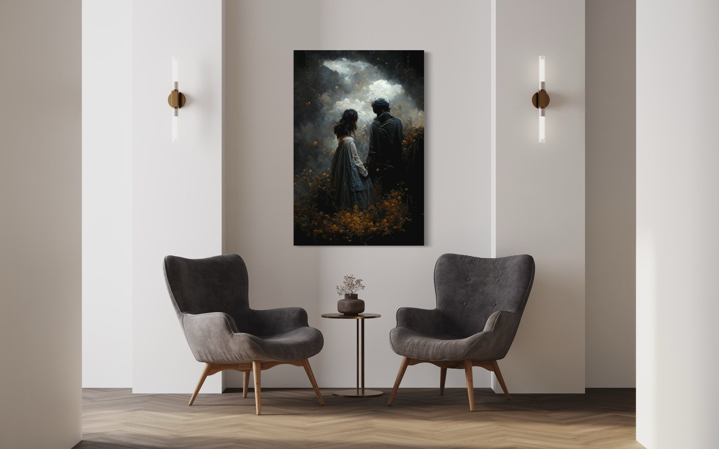 Wuthering Heights | Digital Oil Painting Romantic Wall Art Canvas Prints Metal Floral Work Home Decor