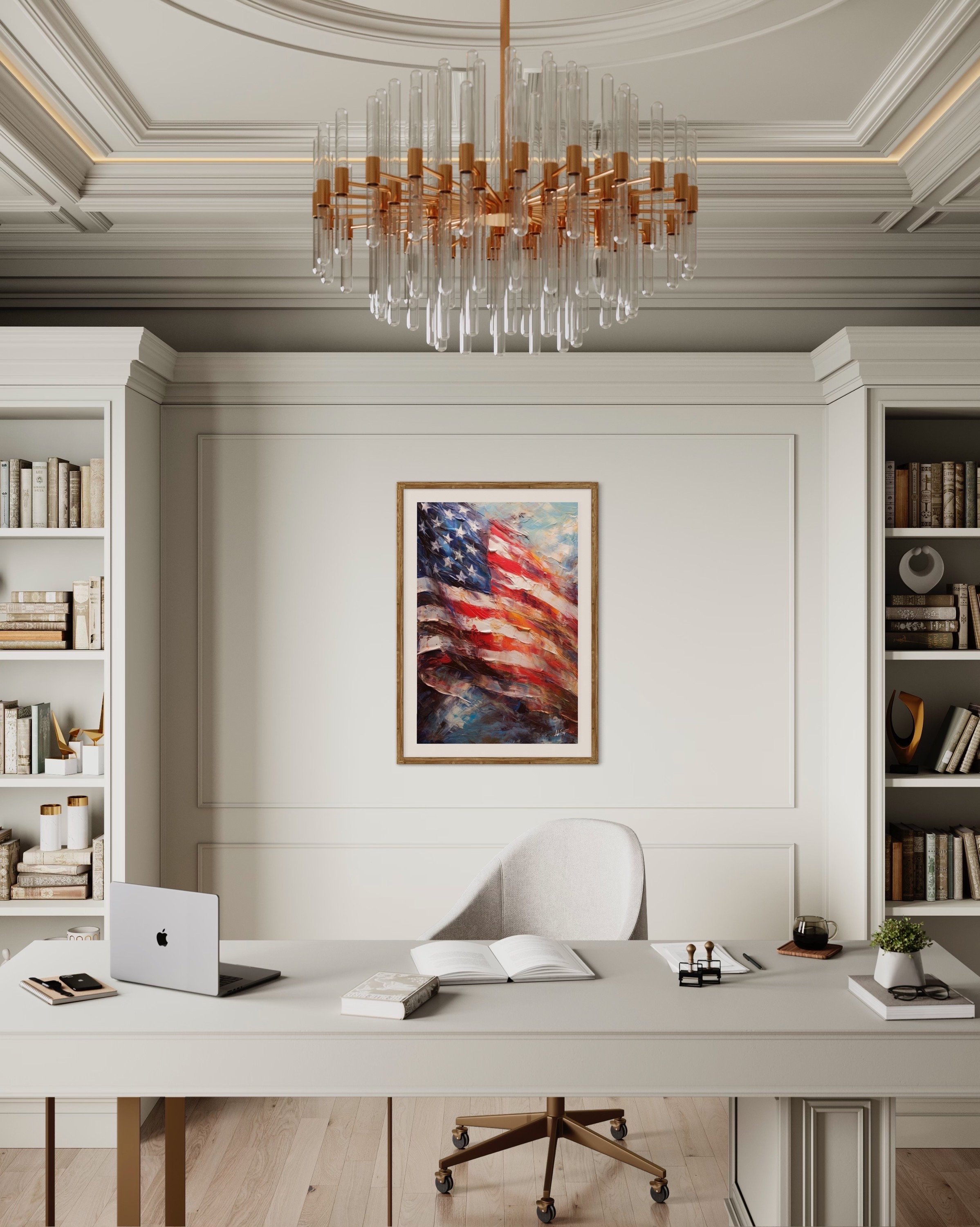 Freedom | America Wall Art USA Painting American Flag Palette Knife Impressionistic Modern Canvas Metal Prints Decor