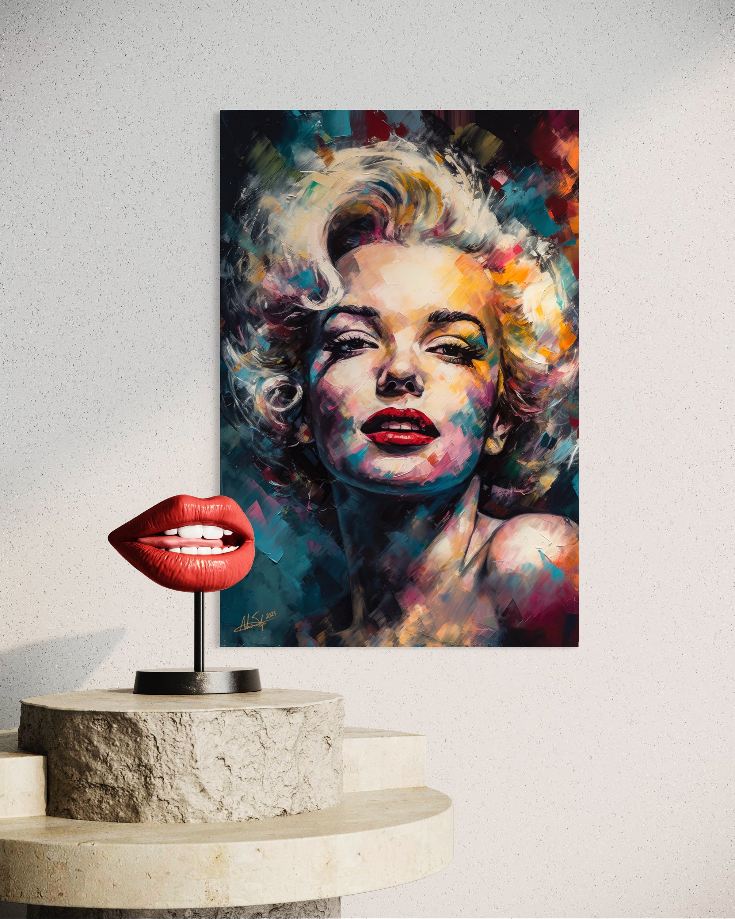 Marilyn Monroe | Hollywood Glamour Golden Age Digital Painting Retro Wall Art Canvas Metal Prints Home Decor