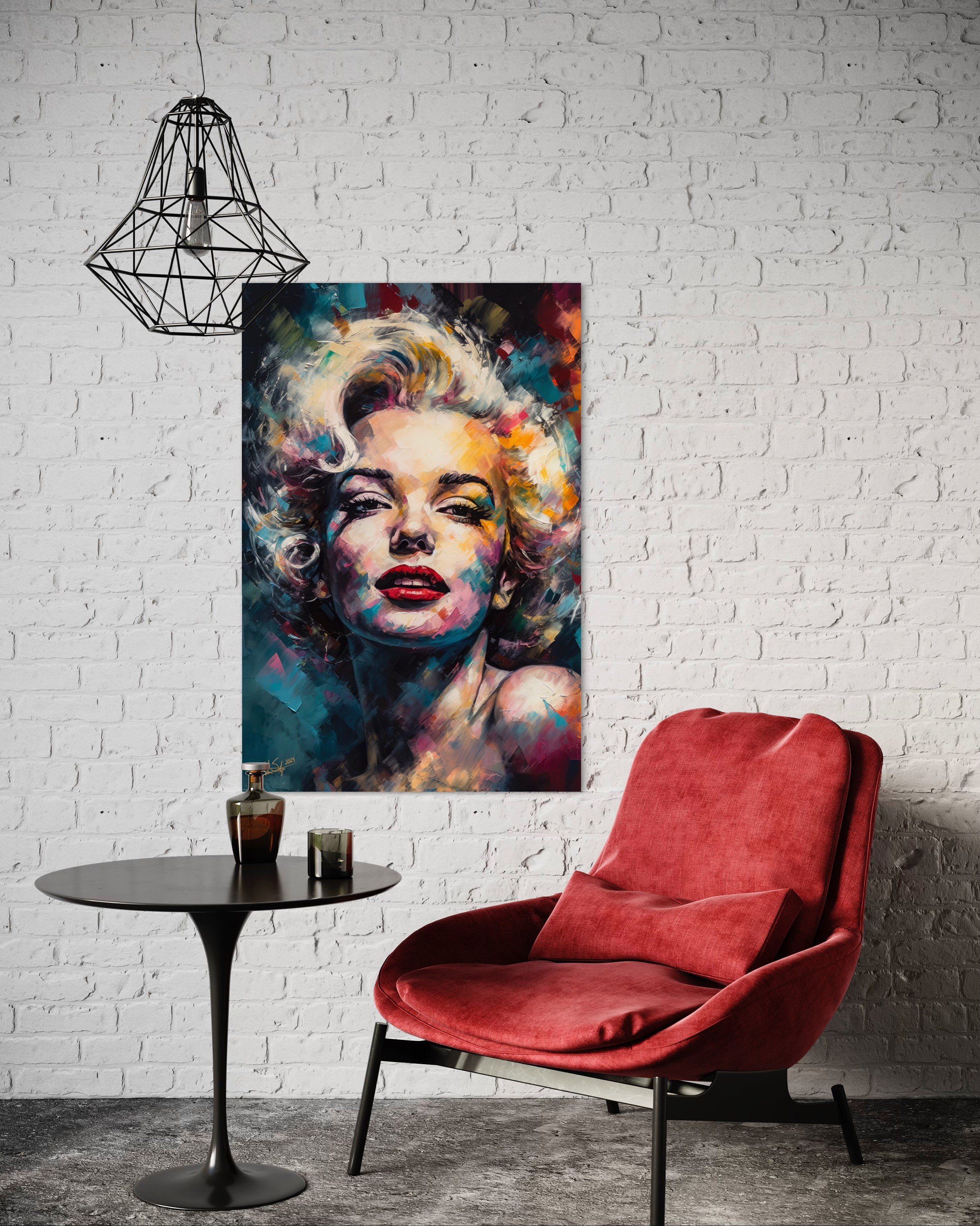 Marilyn Monroe | Hollywood Glamour Golden Age Digital Painting Retro Wall Art Canvas Metal Prints Home Decor