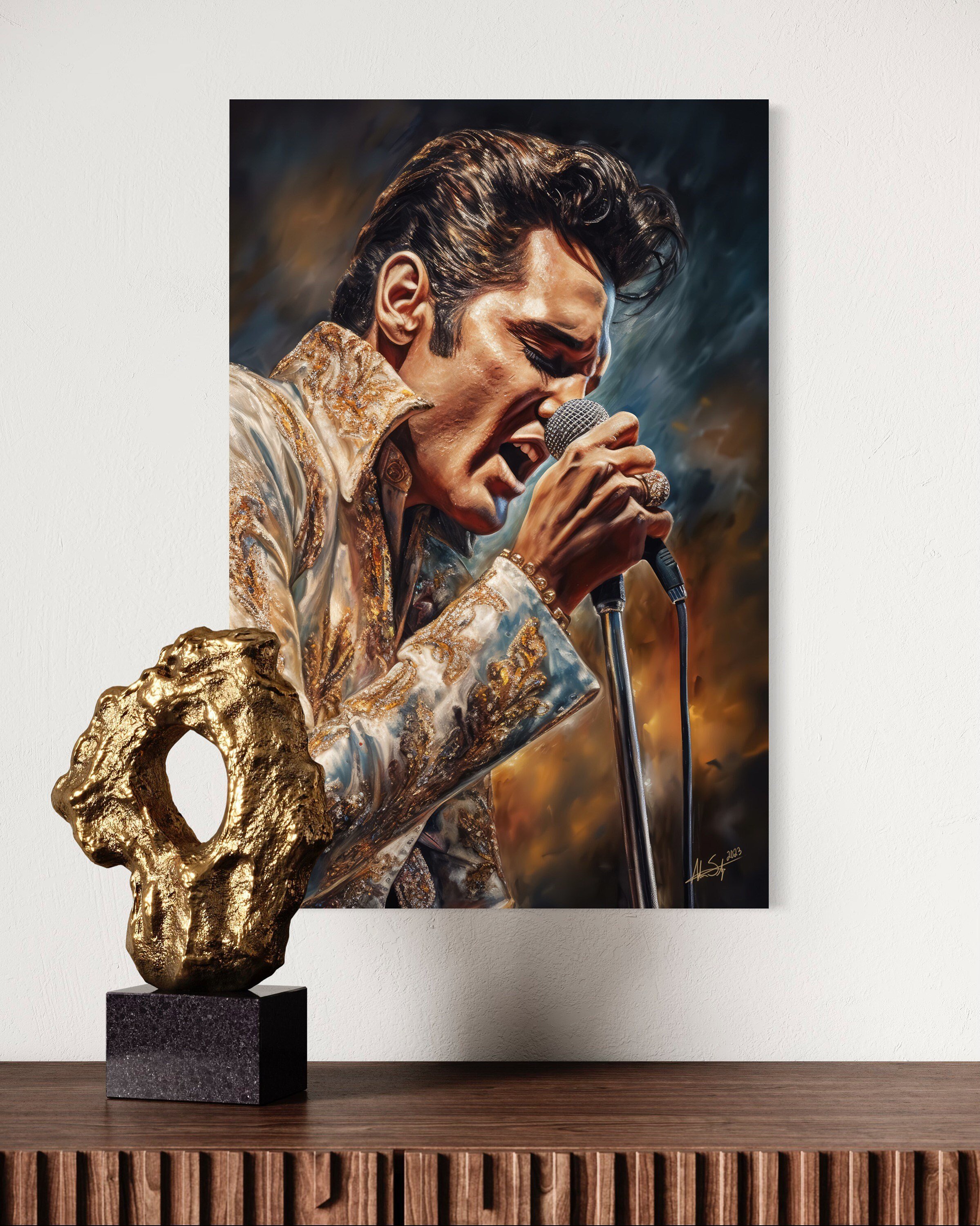 Burning Love | Elvis The King of Rock and Roll Digital Painting Aloha From Hawaii Wall Art Canvas Metal Prints Home Decor