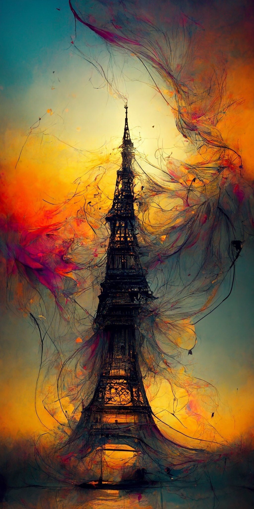 Eiffel Tower | Paint Smoke Paris Wall Art French Abstract Painting Canvas Prints Metal Photography Home Office Decor