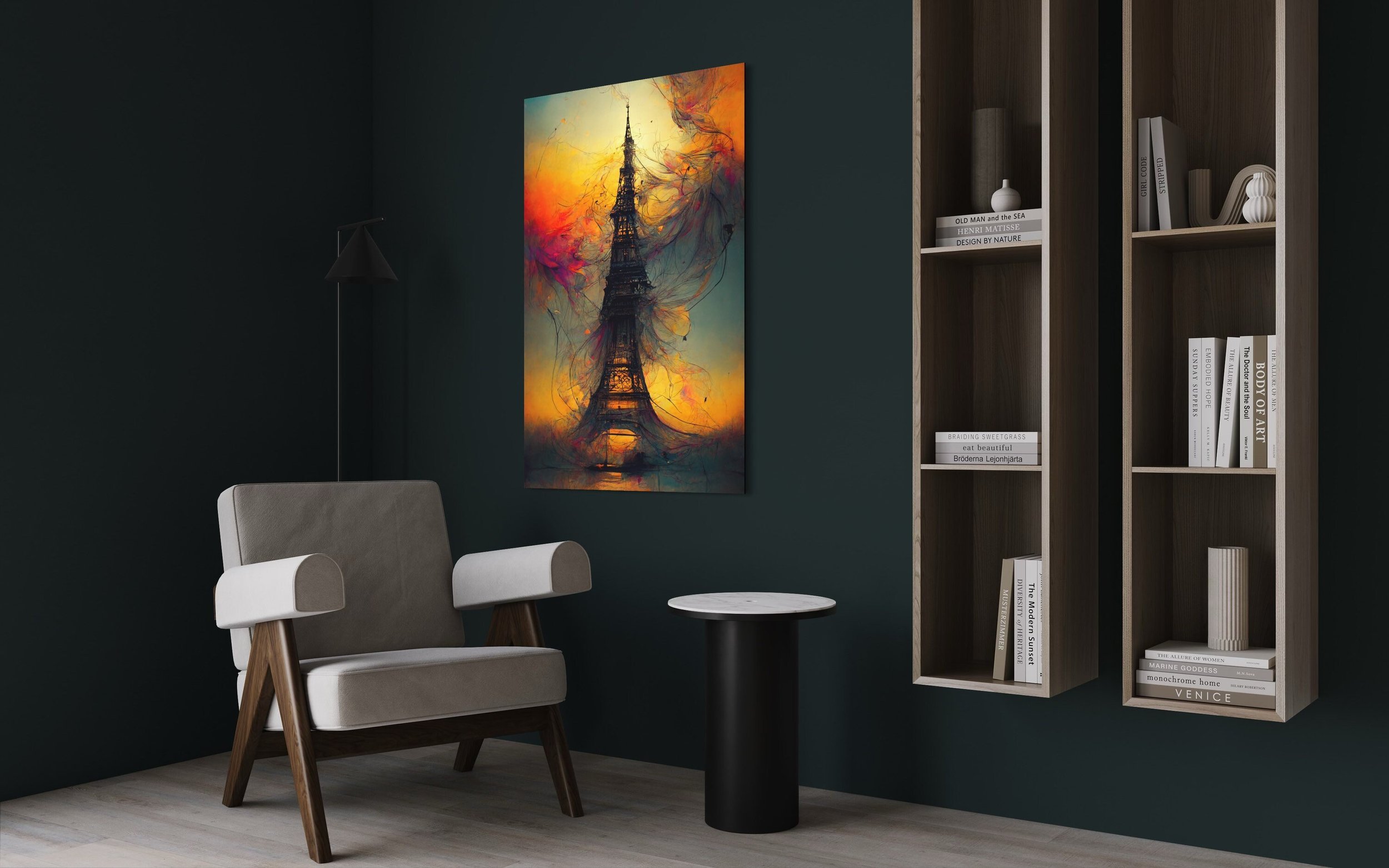 Eiffel Tower | Paint Smoke Paris Wall Art French Abstract Painting Canvas Prints Metal Photography Home Office Decor