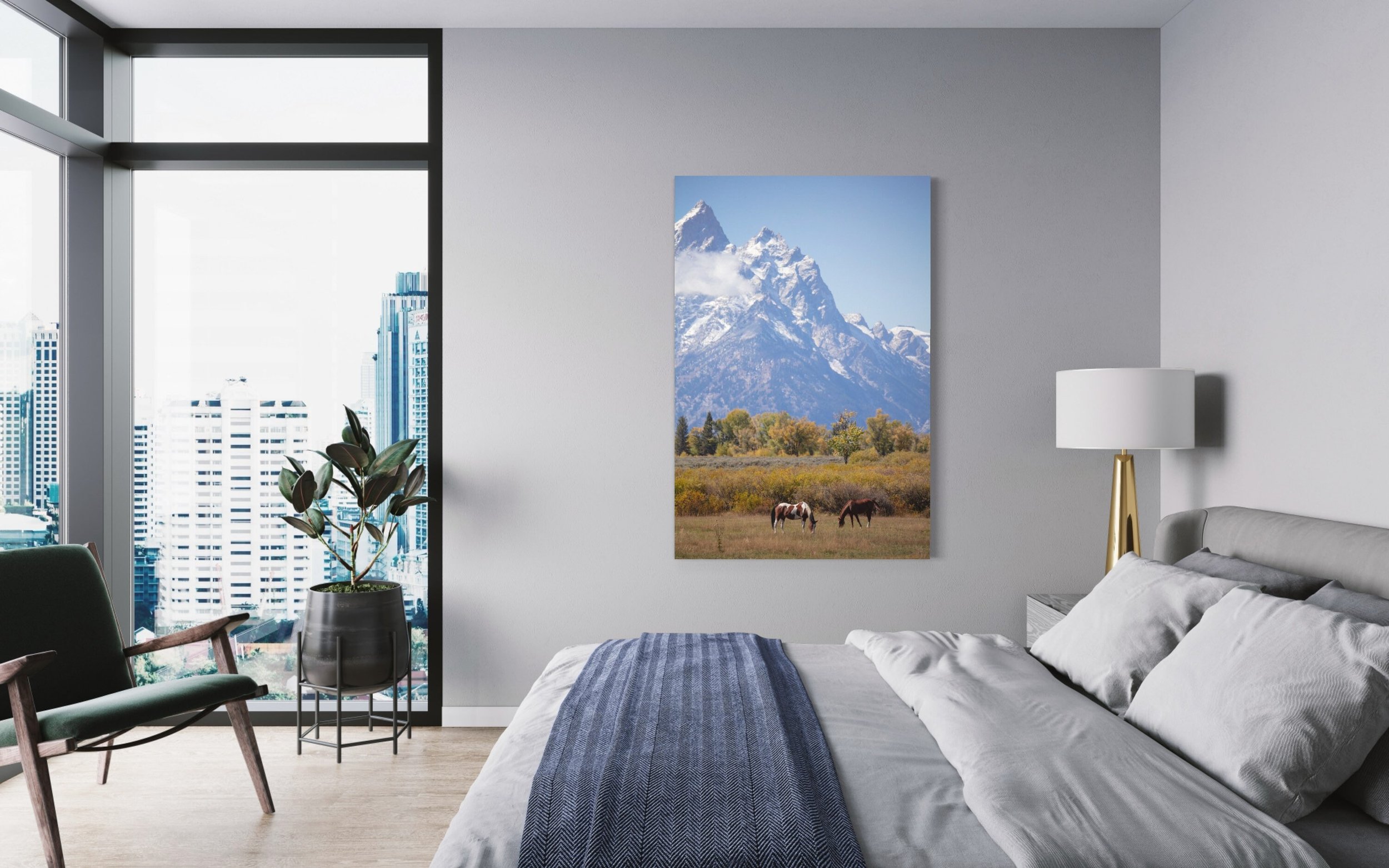 Grazing Horses | Grand Tetons National Park Wyoming Prints Mountains Canvas Metal Landscape Photography Home Office Decor