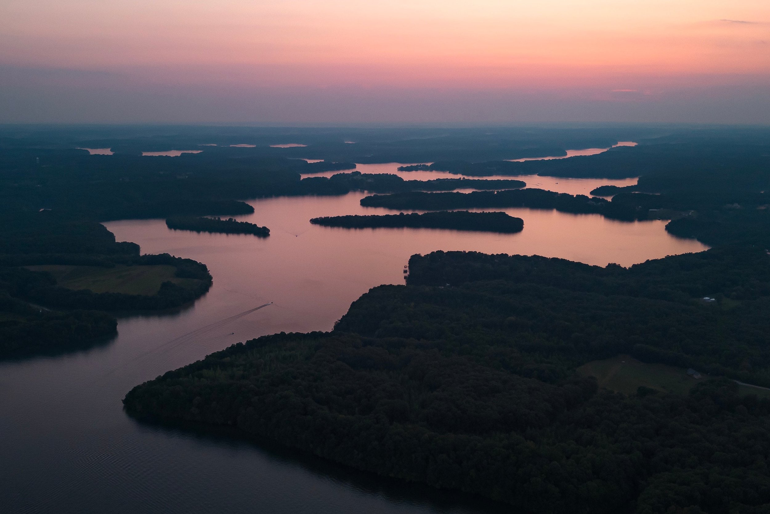Tims Ford Lake Sunset | Vistas Tennessee Prints Aerial Photography Canvas Metal Wall Art House Decor