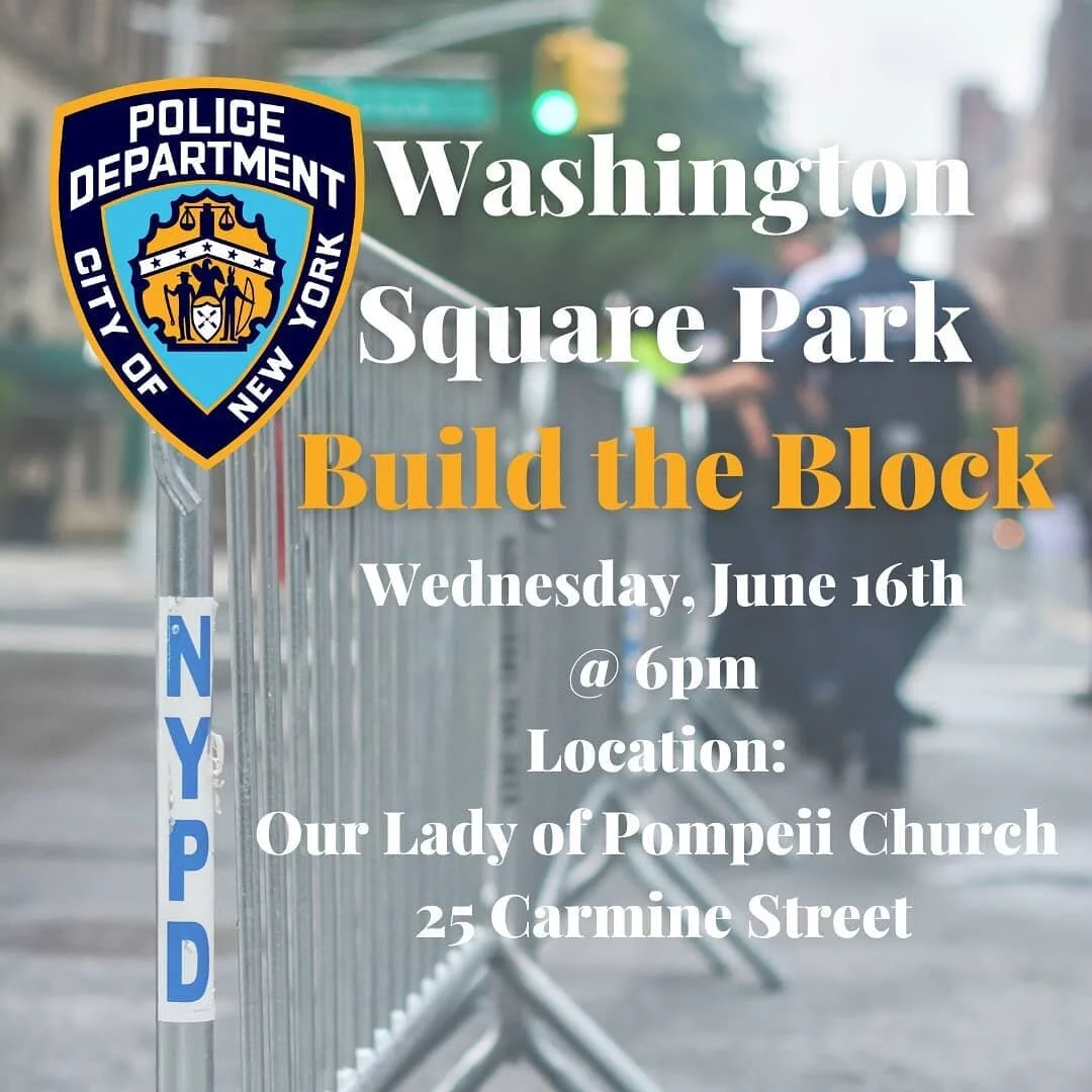 Are you concerned about the lawlessness in Washington Square Park and want to voice your opinion to help guide the @nypd response? There is a meeting on Wednesday where neighbors can voice their concerns. 

NYPD Washington Square Park Build the Block