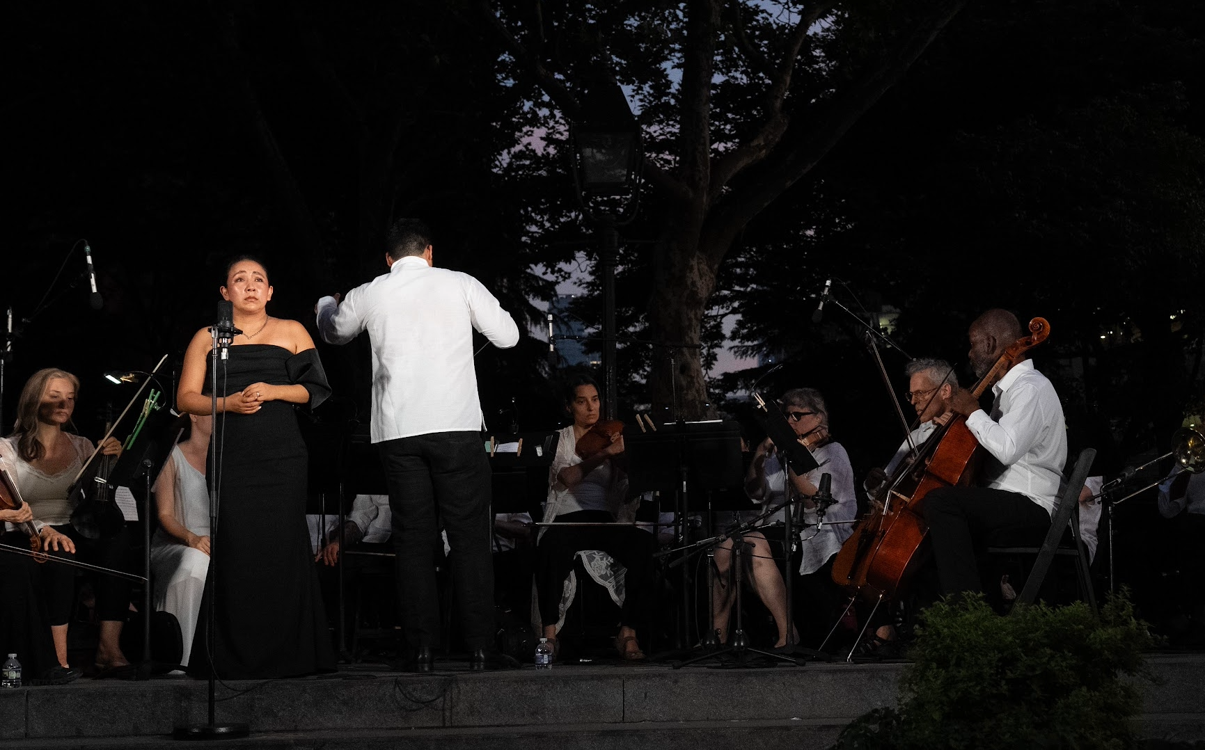 Festival Chamber Orchestra accompanies mezzo‑soprano Rosario Armas as she sings of tragic longing. Photo by Ken Howard.