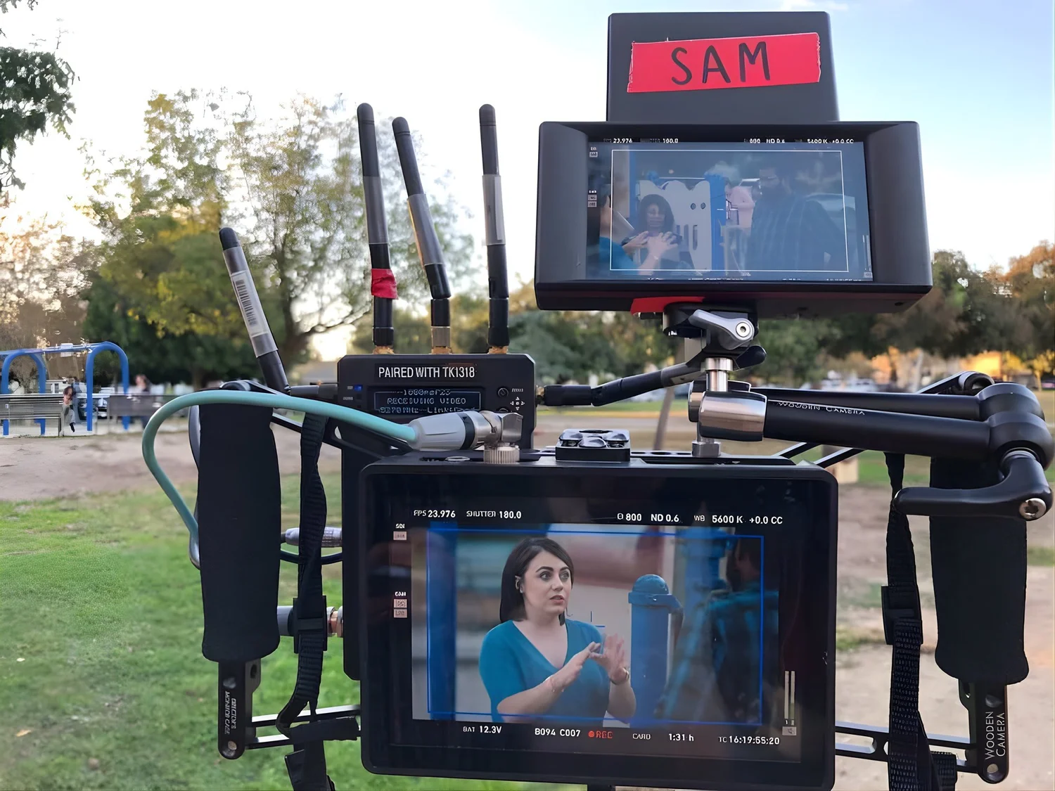 Irina Popa-Erwin appearing on camera during a Beverly Hills production about performance and life coaching