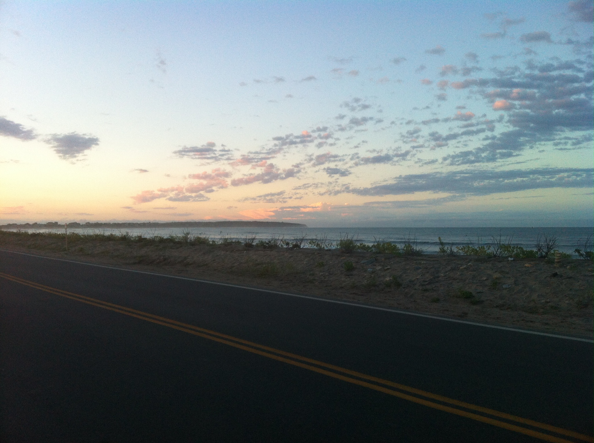 Here the sun is literally setting over the beach. 