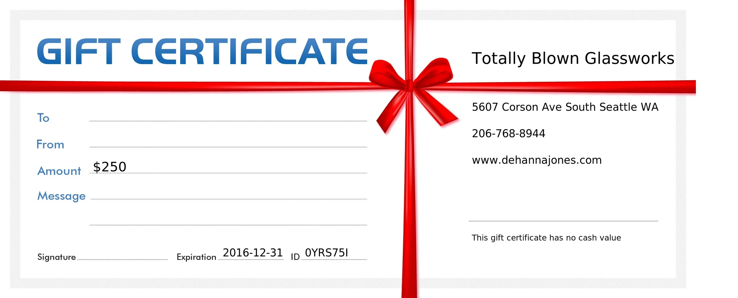 $250 Gift Certificate