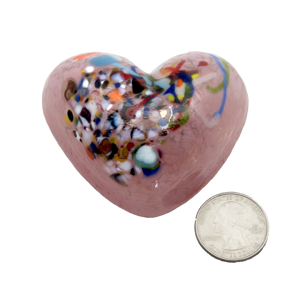 1 Small Pink Glass Hearts - 1 DZ