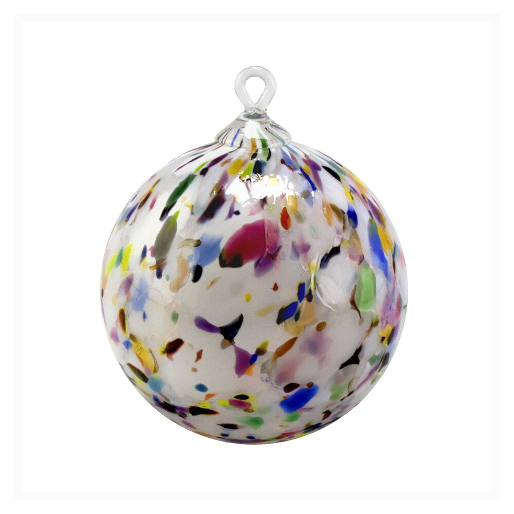 harpoen Eerlijkheid Dakloos Hand Blown Glass Ornament - Suncatcher - Witches Ball - in “White Clown  Mix” Dehanna Jones — dehanna jones