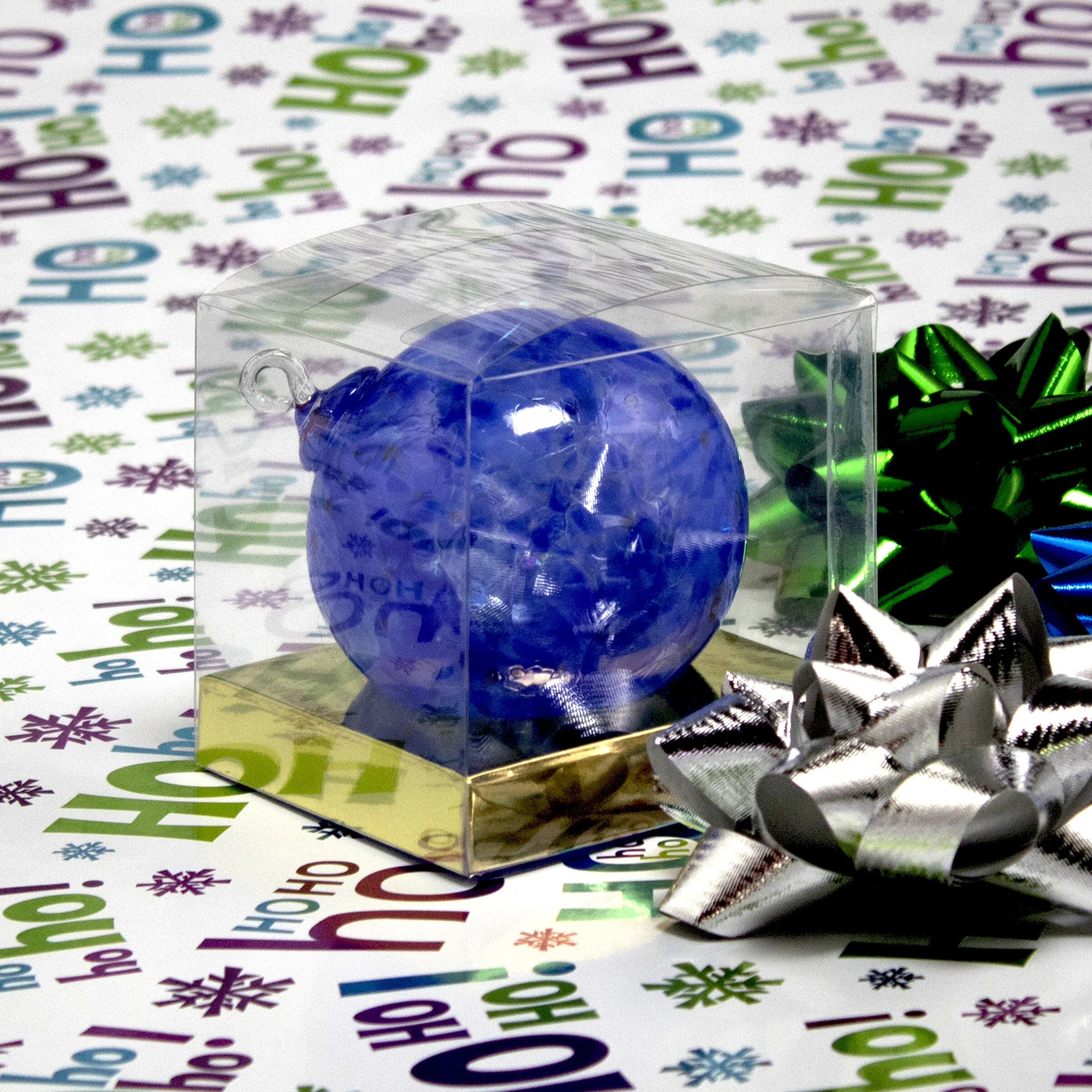 Hand Blown Glass Ornament Suncatcher Witches Ball in “Lapis Blue