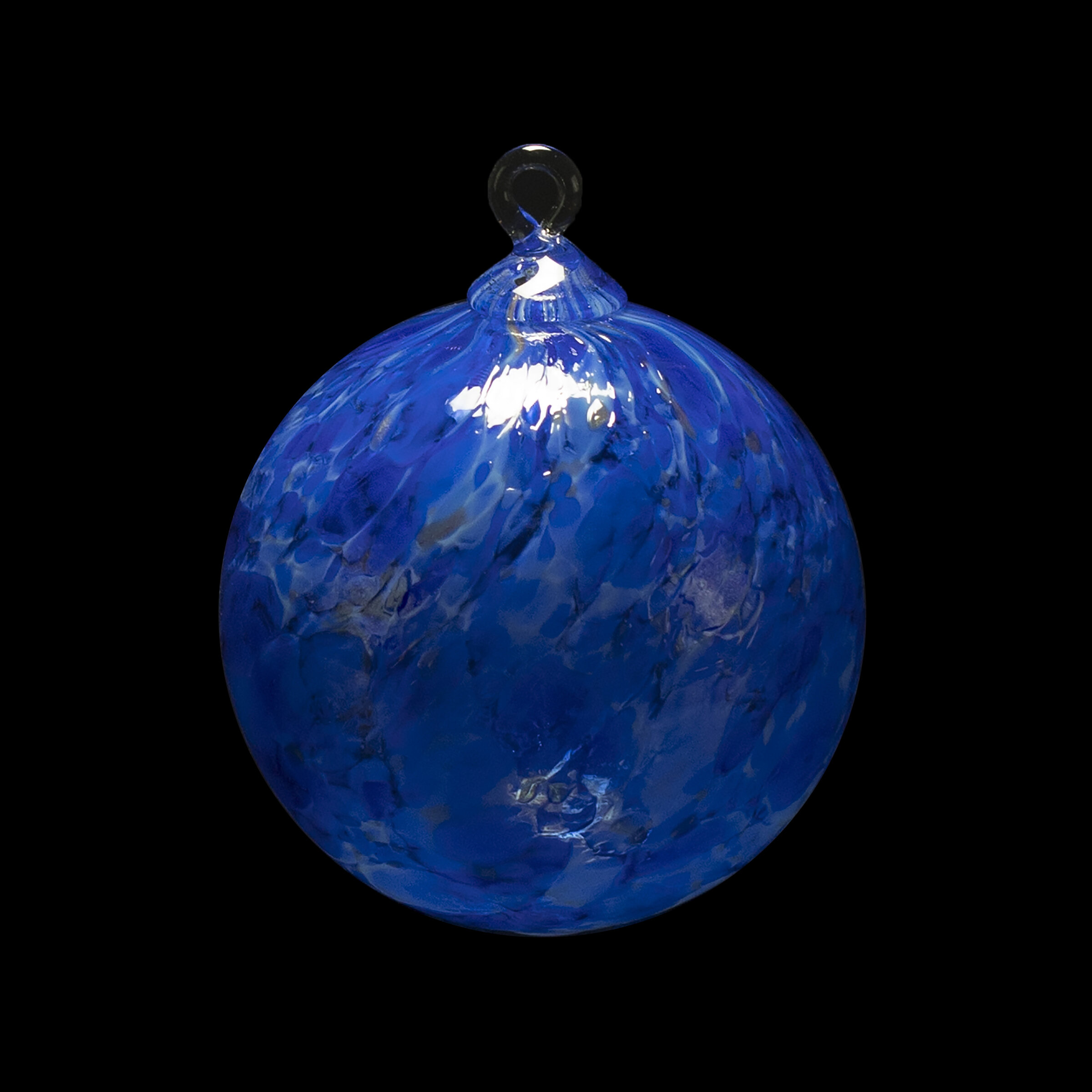 Blue gumball blown glass ornament.