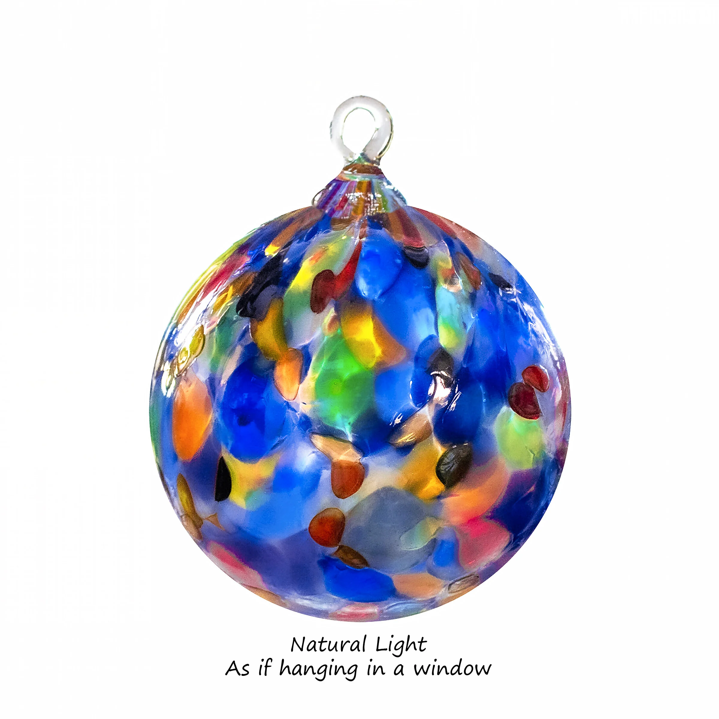 Hand Blown Glass Ornament Suncatcher Witches Ball in “Blue Magic
