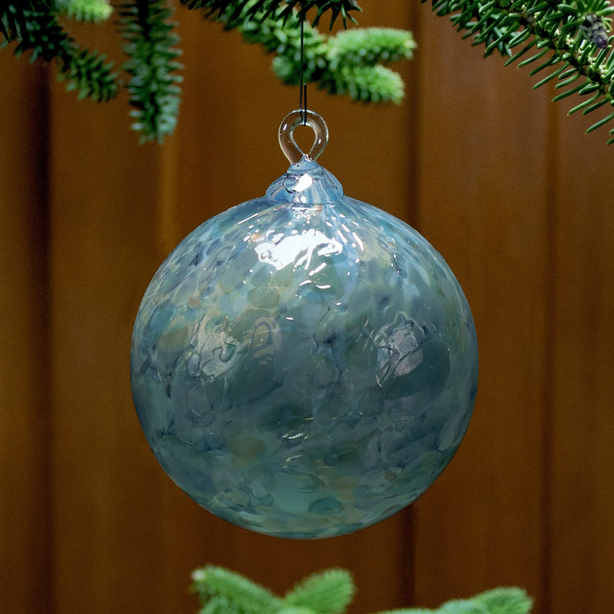 Hand Blown Glass Ornament Suncatcher Witches Ball in “Teal