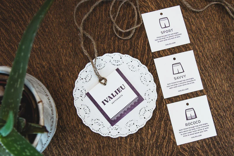 Ivalieu hangtags in letterpress