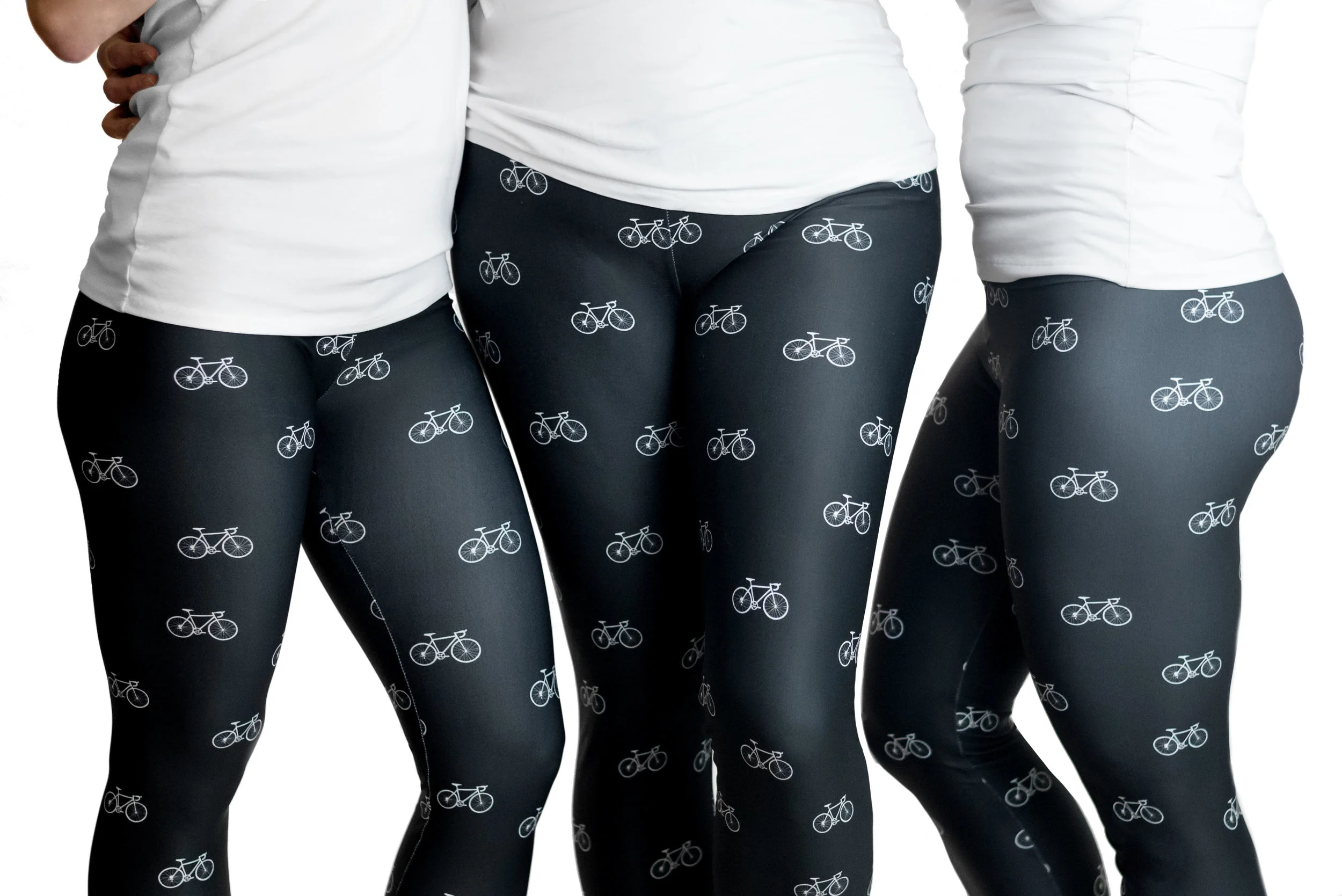 Soft and light leggings in Black "I Like Bike" print