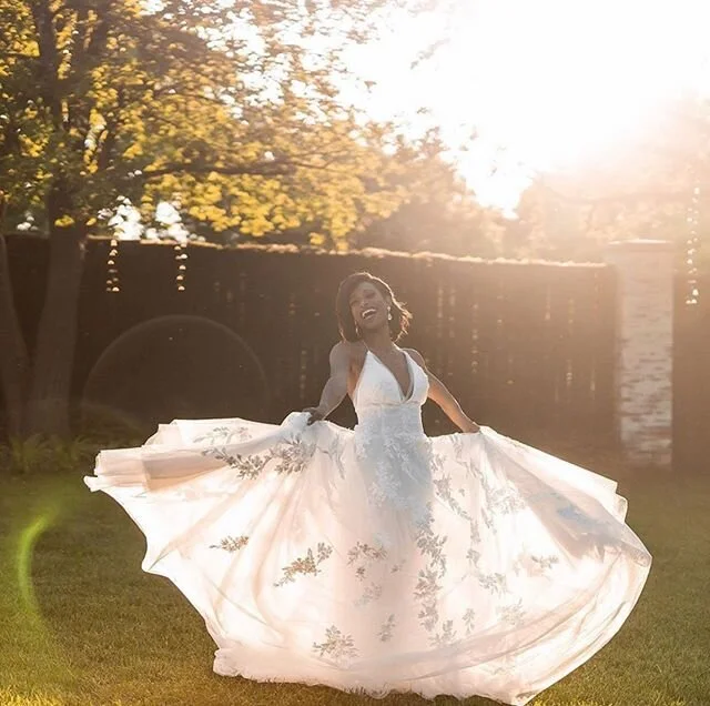 We will never get enough of a bride in point shoes 🩰. This epic shoot is what dreams are made of and we love how @dalebenfield captured Carmen&rsquo;s movement and smile. Ps, this dress is from our @beccarcouture collection and we are having a desig