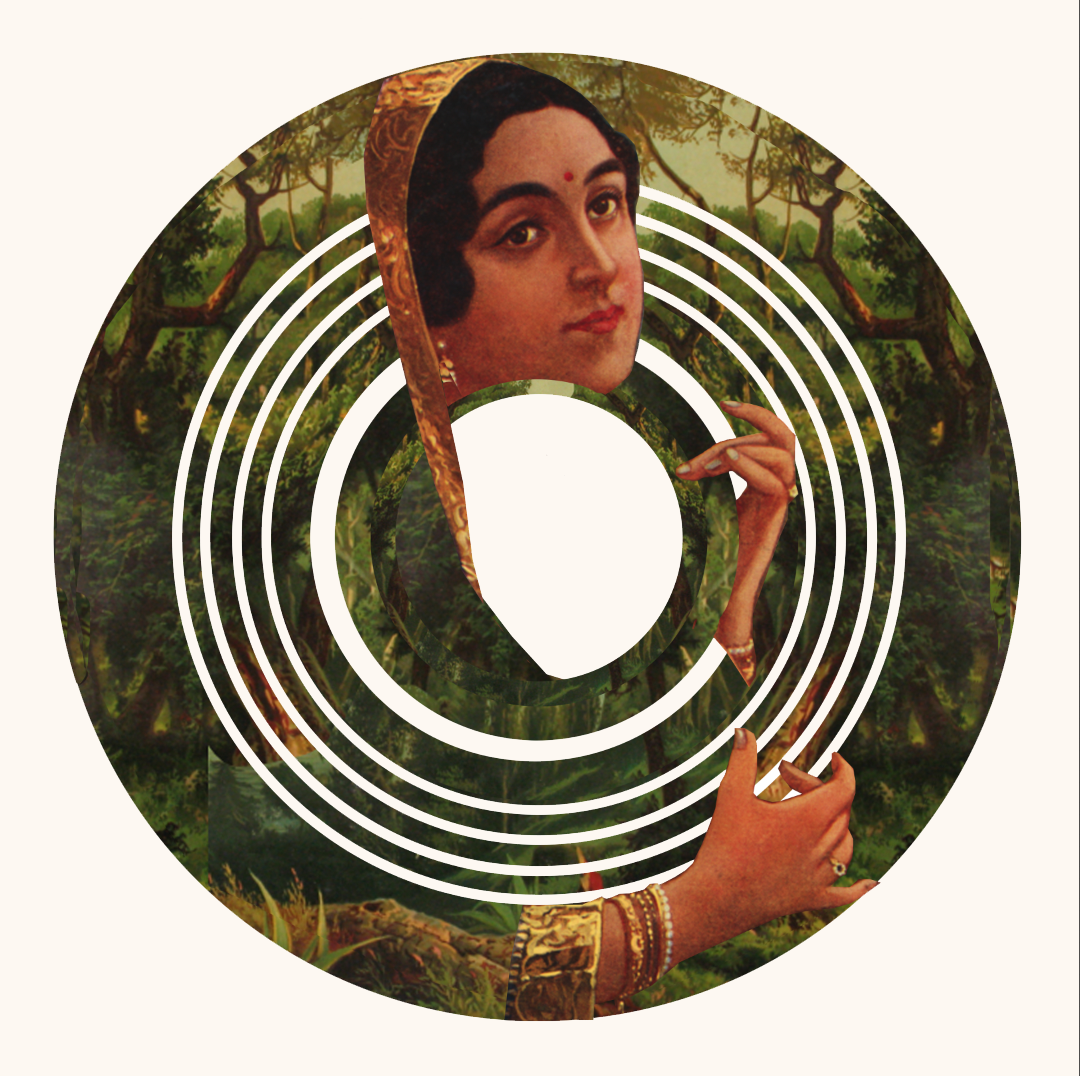 Maya Varadaraj, Currently Untitled, 2021. Collage on archival paper, 18" x 18"