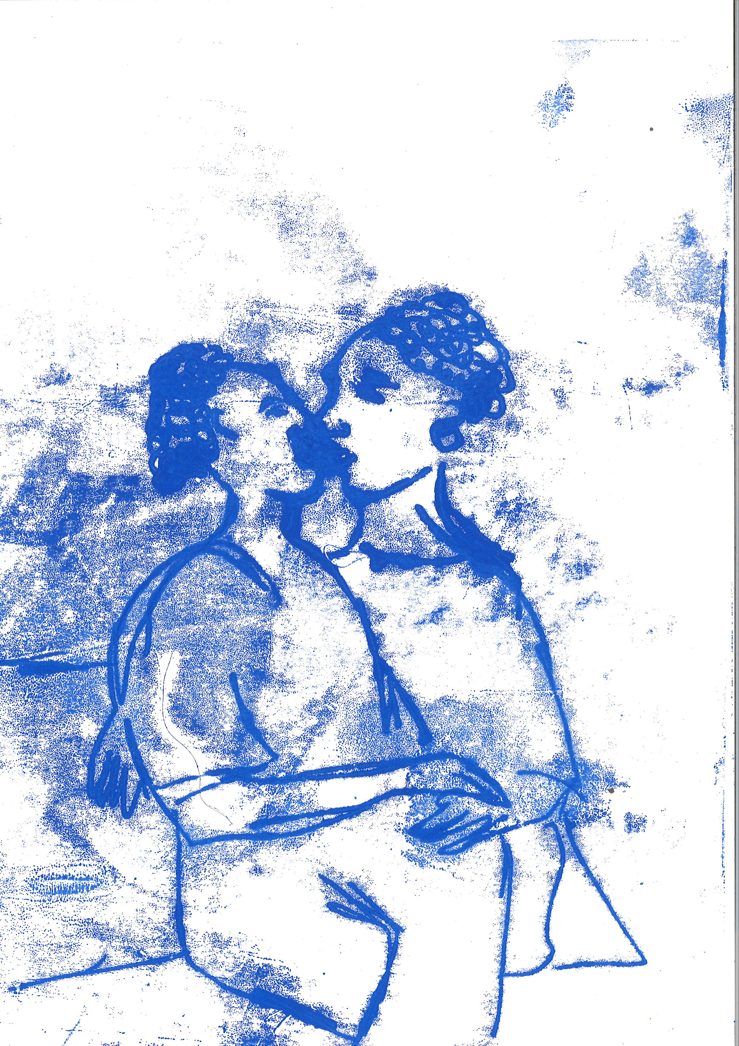 Sola Olulode, Blue Kiss Study # 3, A4 Mono Print