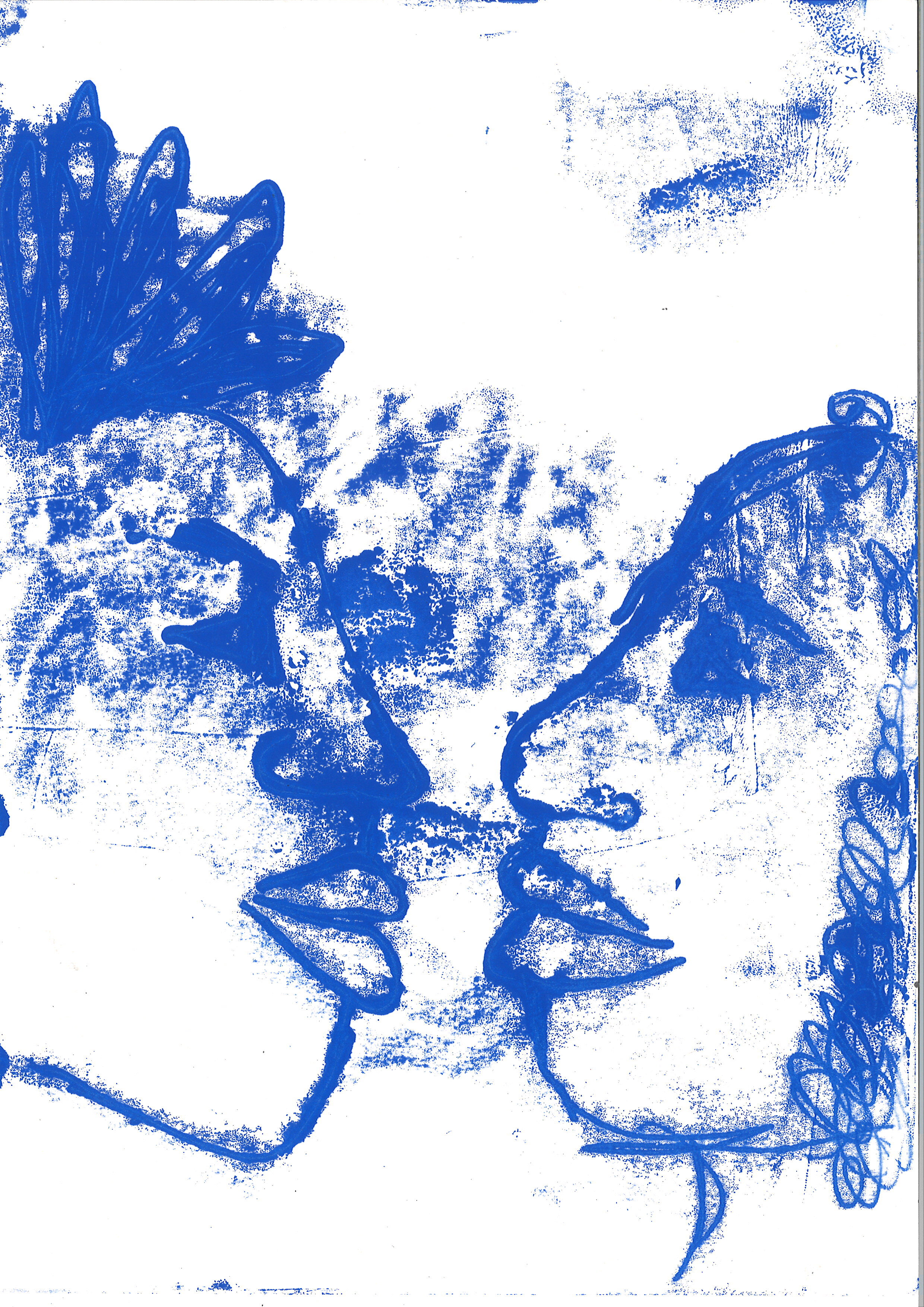 Sola Olulode, Blue Kiss Study # 9, A4 Mono Print