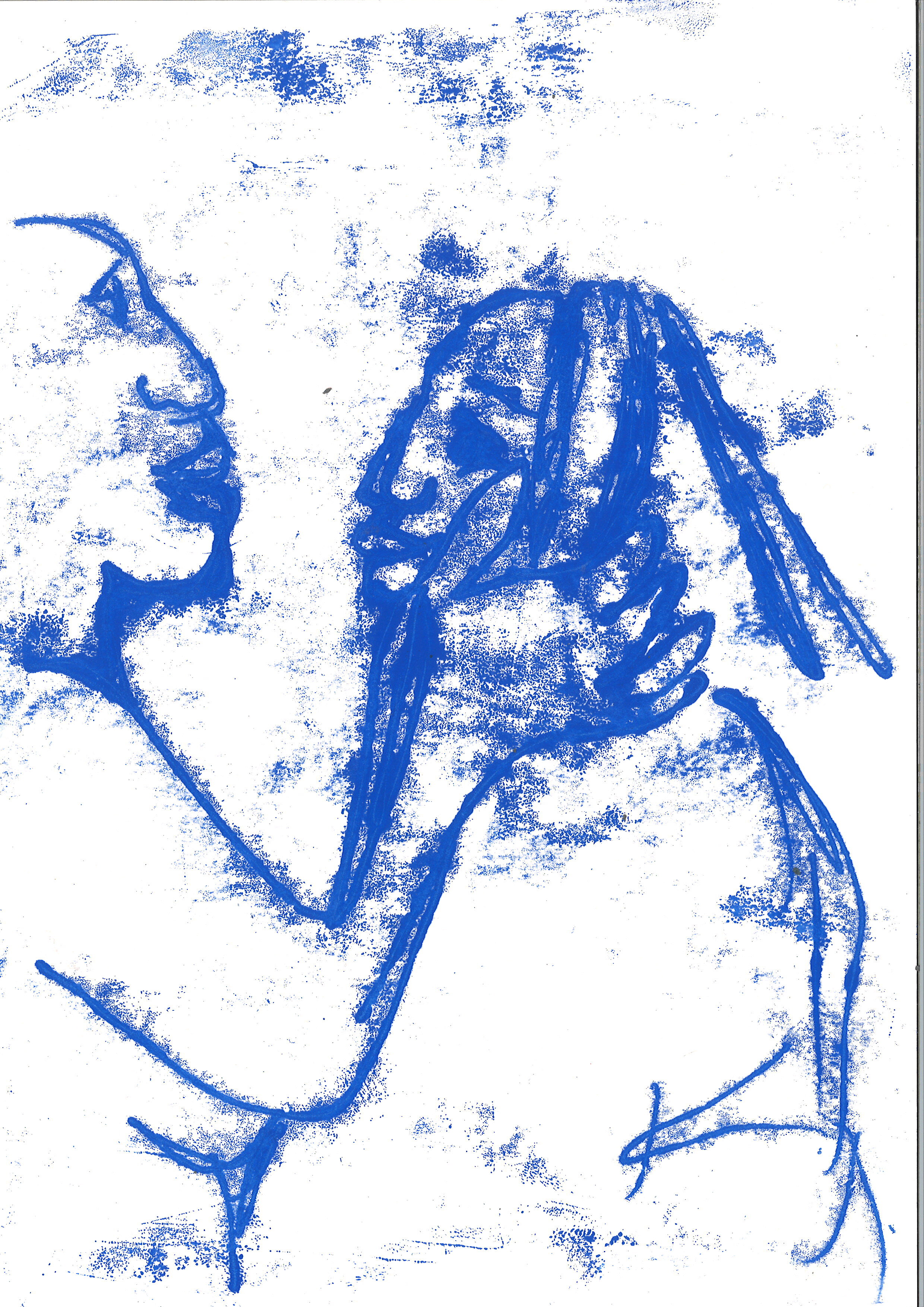 Sola Olulode, Blue Kiss Study # 7, A4 Mono Print