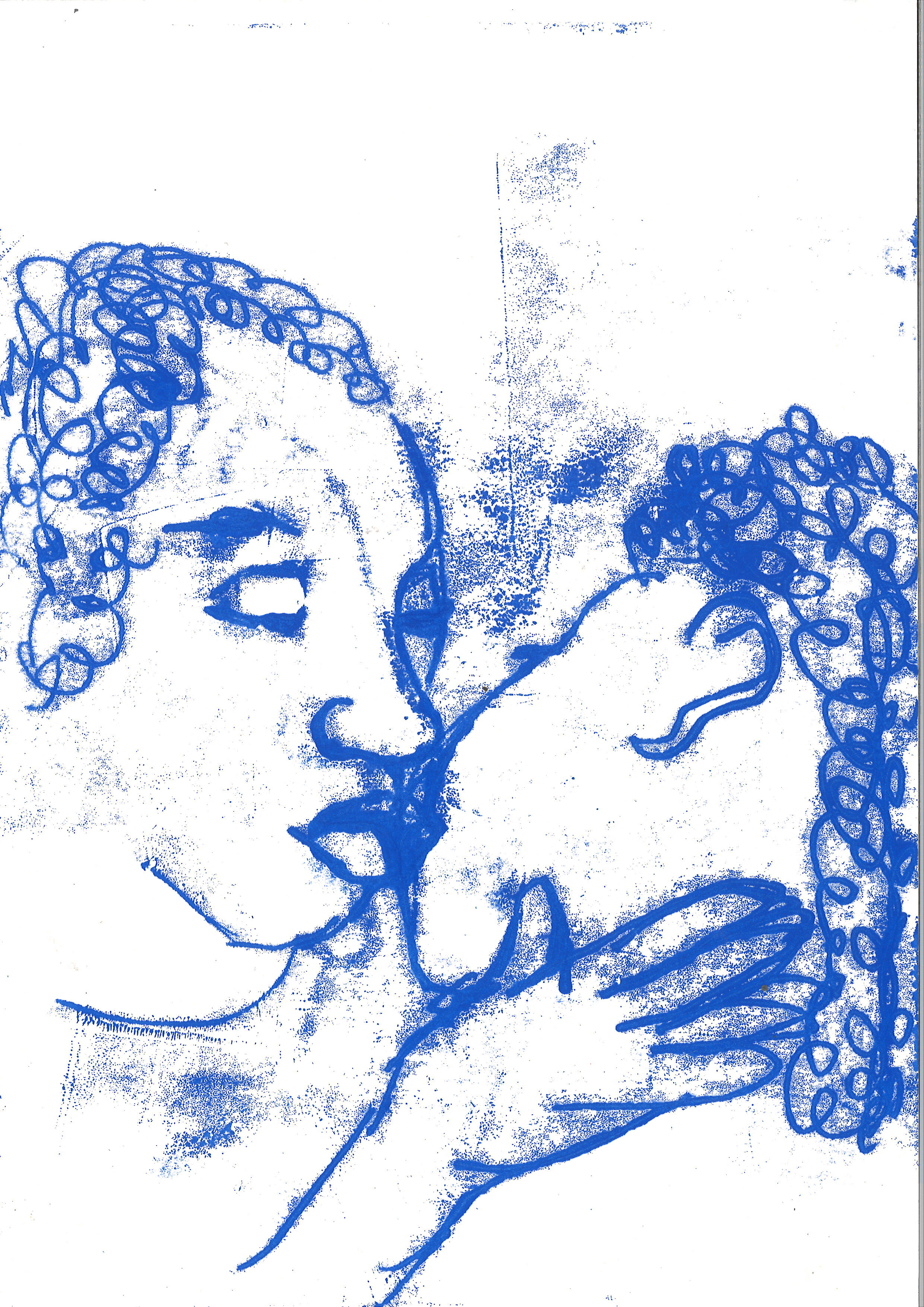 Sola Olulode, Blue Kiss Study # 6, A4 Mono Print