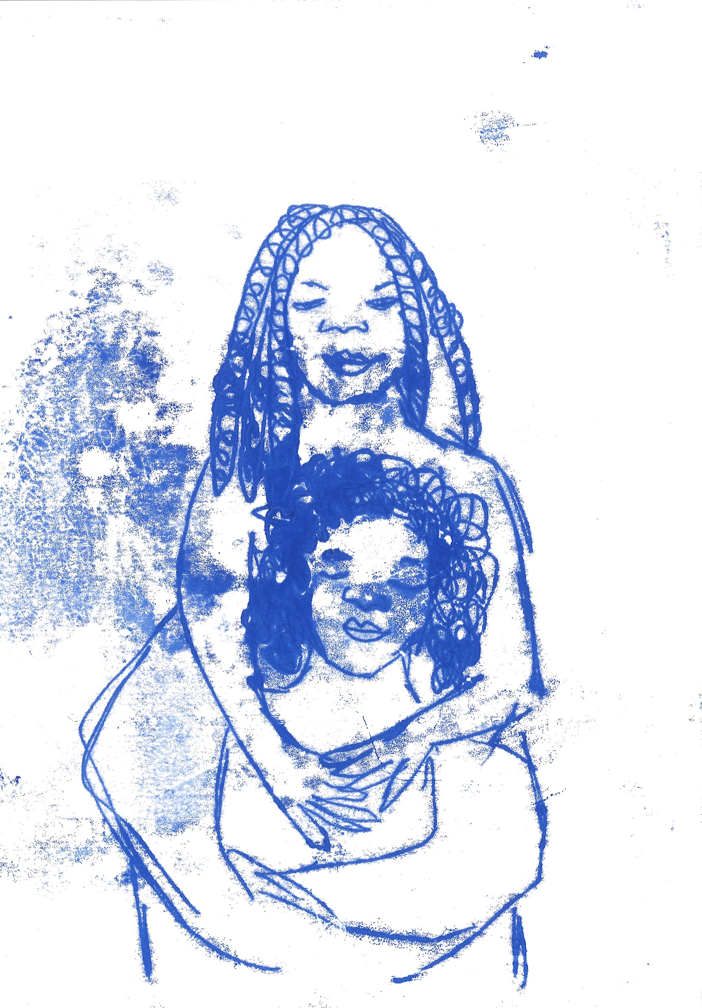 Sola Olulode, Blue Kiss Study # 5, A4 Mono Print